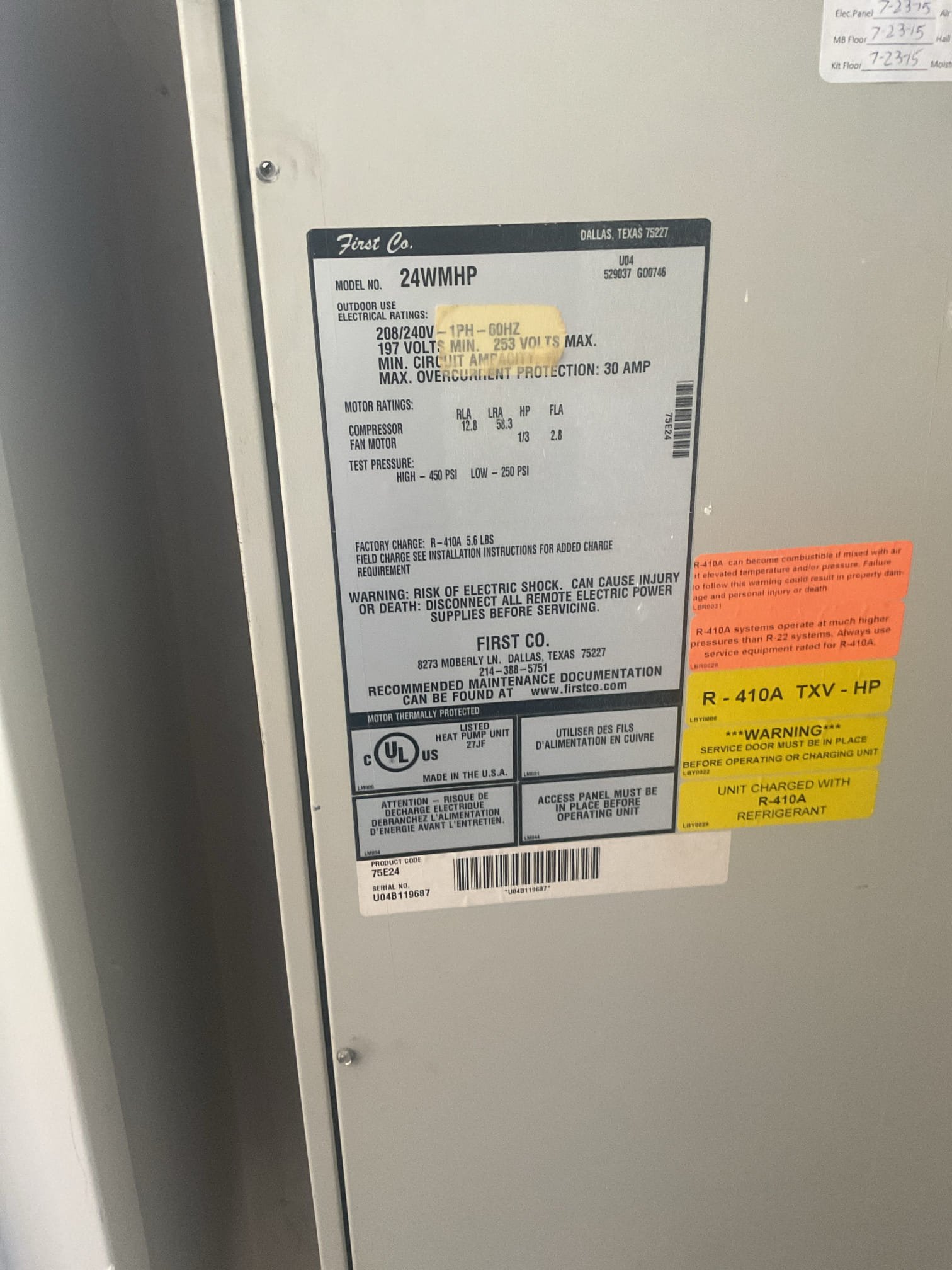 Air handler is 22” wide by 40” tall. 31 air handler in stock is 24”x36. Took photos. Need our office to determine if this is a matched system or not. And provide air handler install quote by our office. Air handler is 22” wide by 40” tall. 31 air handler in stock is 24”x36. Took photos. Need our office to determine if this is a matched system or not. And provide air handler install quote by our office.