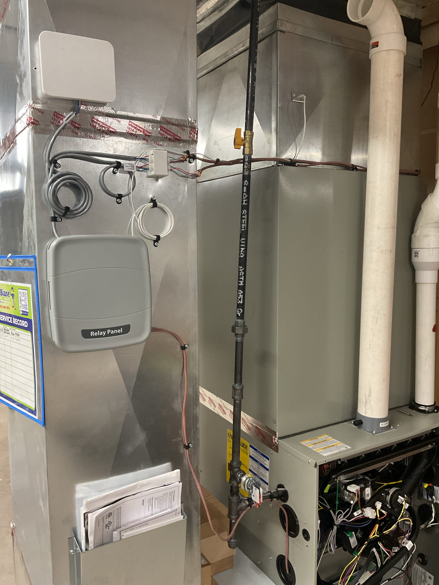 I arrived to the customers home to perform a Q.A. Inspection on there new hybrid system.  I started with checking the air filter and found good.  the filter size is 213 AA. I checked the overall neatness and performance of the newly installed system. I checked over all system accessories. I checked all my electrical connections and voltages. I inspected and tested the  burners , flame sensor and the igniter. I water tested all tubing and hoses. I inspected the exhaust and fresh air pipe for restrictions and bellies. I inspected the inducer and the blower motor operation. I checked and tested for combustion and took temp rise splits at the return and the supply. I checked the outdoor unit level and disconnect level. Made sure the overall visual inspection was good for the outdoor heat pump . Everything is running fine at this time of service for both sides of the equipment. 


I did have to caulk the inside of the line set in the basement and also the packing nut on the old humidifier t