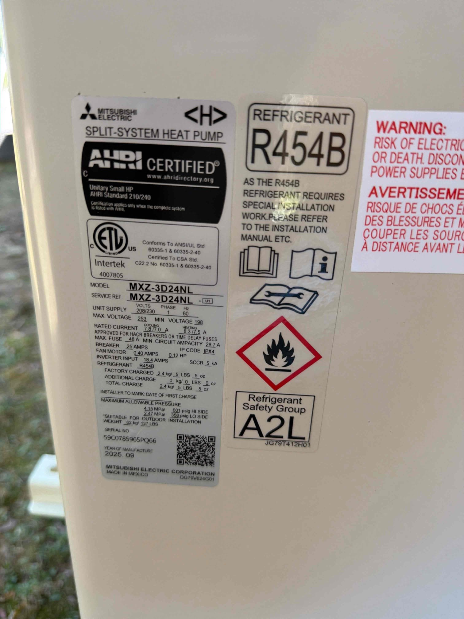 SOLD: 10/02/2025 12:48:05 PM - Best
Best system for performance, comfort, and value.
Installed new Mitsubishi 2 head mini split. Mounted outdoor unit on wall bracket. Installed new 30 amp double pole breaker. Ran new power wire from. Breaker to rector seal disconnect located outside. Wired in high and low voltage on outdoor unit. Ran new line set into the basement and up exterior wall. Covered all external line set with line hide. Mounted one indoor head in living room and ran new condensate line. Mounted 2nd indoor head in dining room and ran new condensate line outside. Cleaned up work area and tested out equipment. SOLD: 10/02/2025 12:48:05 PM - Best
Best system for performance, comfort, and value.
Installed new Mitsubishi 2 head mini split. Mounted outdoor unit on wall bracket. Installed new 30 amp double pole breaker. Ran new power wire from. Breaker to rector seal disconnect located outside. Wired in high and low voltage on outdoor unit. Ran new line set into the basement and up exterior wall. Covered all external line set with line hide. Mounted one indoor head in living room and ran new condensate line. Mounted 2nd indoor head in dining room and ran new condensate line outside. Cleaned up work area and tested out equipment.