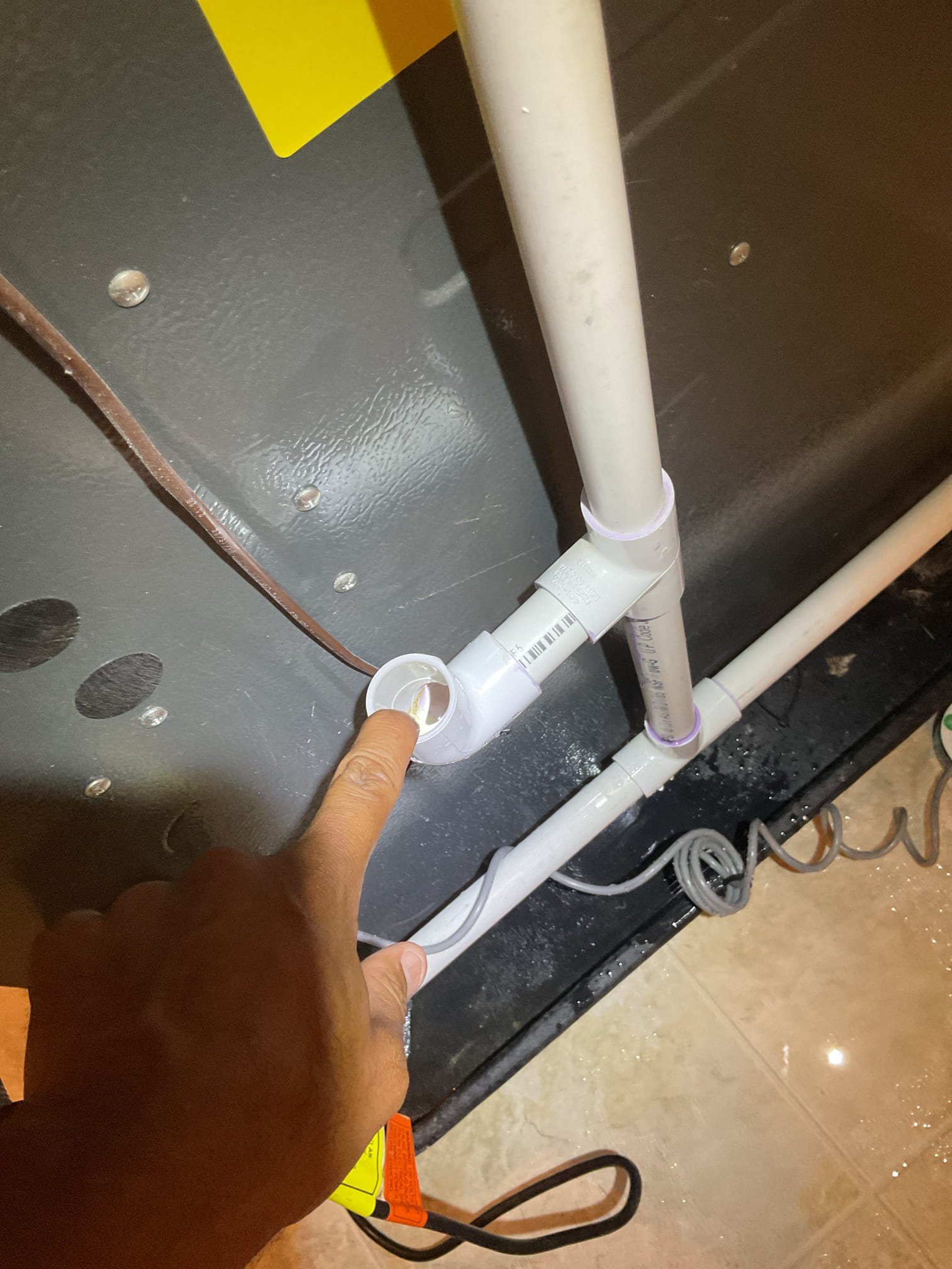 Luis 10-9-25 customer called in for no heat. Nothing is running thermostats calling for heat, but no hot air coming out of the vents on arrival found wet switch tripped reset switch and test system. system came on and started providing heat. I did check the drain found drain had a blockage we tried to look for termination of drain line we could not see where it goes (we can only hear drilling behind washer and dryer station on first floor.) I provided estimate to clear drain for now. Customer approved repairs after flushing with water and nitrogen test drain system and I could hear system draining cannot physically see but I could hear draining. Cycle heater ok. I did provide some accommodations with water protection, especially since the system is on second level of the house tankless water heater does not have any water sensor underneath it. Water heater does not have expansion tank. Office to follow up with customer. 