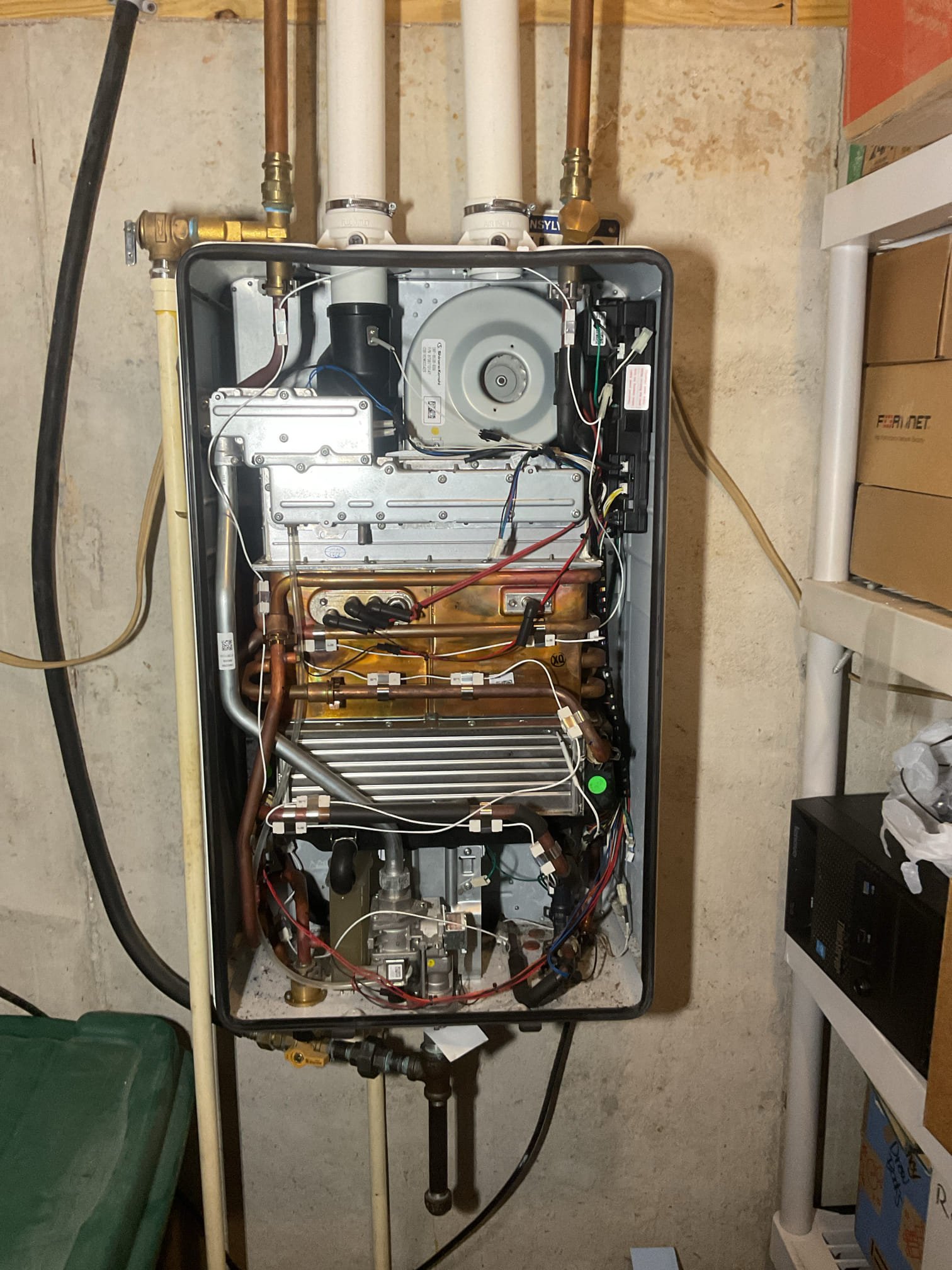 Talked to homeowner about intermittent issue with 2019 Bosch tankless water heater locking out on c1 error code. Checked for blockages in venting with camera, no blockages found. Looked over troubleshooting for this tankless water heater and there is a screen that is inside at the heat exchanger and this can be blocked. If it is not blocked combustion fan will need replaced. We will need to locate the parts and provide repair estimate. Sent over info about maintenance plan. To remove this screen and replace could take up to 2 hrs. Customer would like us to order fan and screen if both under parts warranty only. Talked to homeowner about intermittent issue with 2019 Bosch tankless water heater locking out on c1 error code. Checked for blockages in venting with camera, no blockages found. Looked over troubleshooting for this tankless water heater and there is a screen that is inside at the heat exchanger and this can be blocked. If it is not blocked combustion fan will need replaced. We will need to locate the parts and provide repair estimate. Sent over info about maintenance plan. To remove this screen and replace could take up to 2 hrs. Customer would like us to order fan and screen if both under parts warranty only.