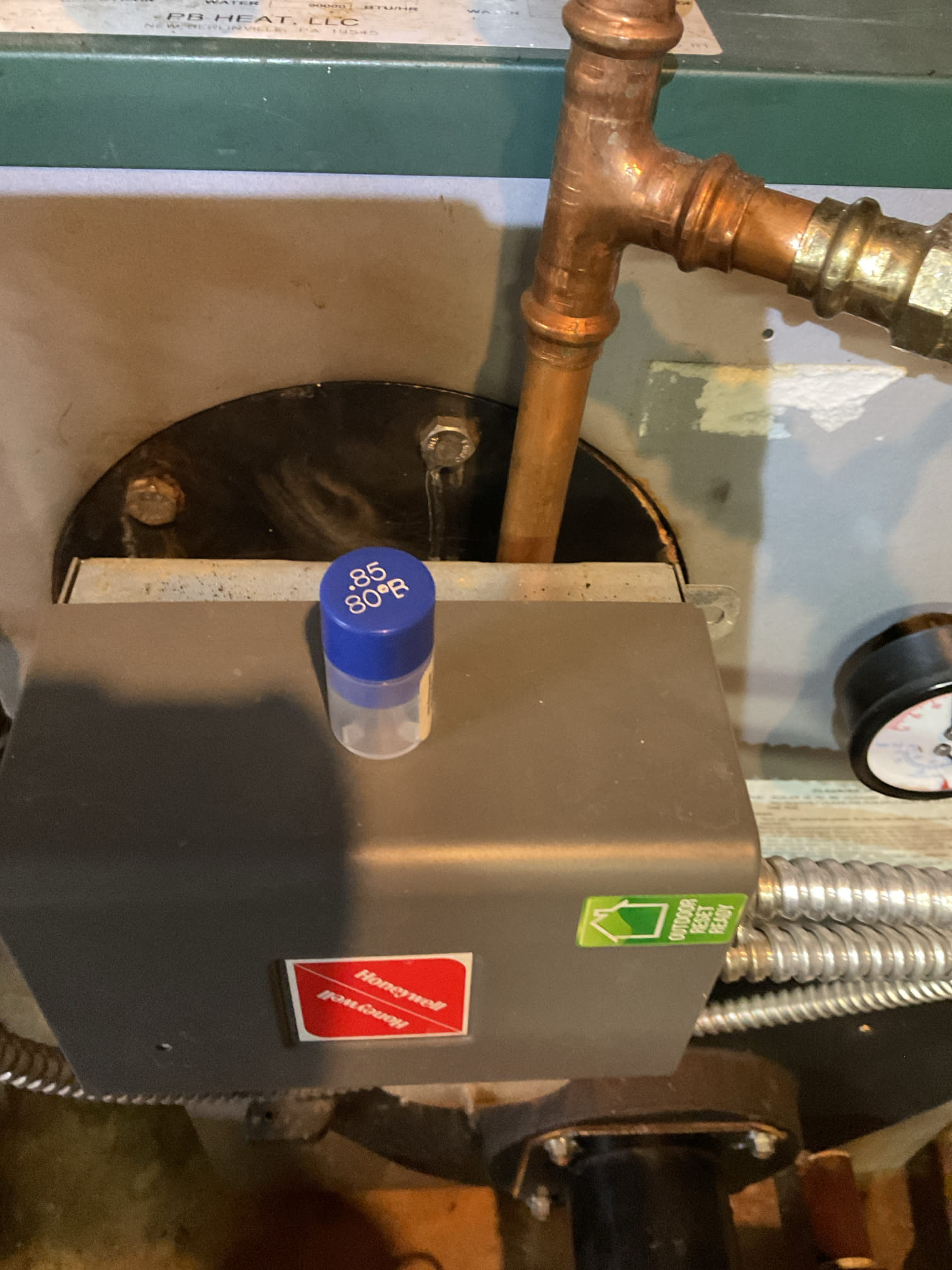  arrived to the customers home to work on their oil fired boiler , It’s 18 years old. I started with inspecting for water leaks, and checked all the copper line joints. I checked the temperature pressure gauge. I checked connections and voltages on the boiler and inspected the aqua stat and circulators. I inspected  the heat  exchanger and cleaned and inspected the flue pipe for corrosion and holes. I made sure the chimney was clear. I replaced the oil filter, the strainer and nozzle . I cleaned and set the electrodes for proper gapping for proper system operation. I bled  the oil burner and tested for combustion and checked the return and supply pipes . Everything is working fine with oil fired boiler at this time of service. 