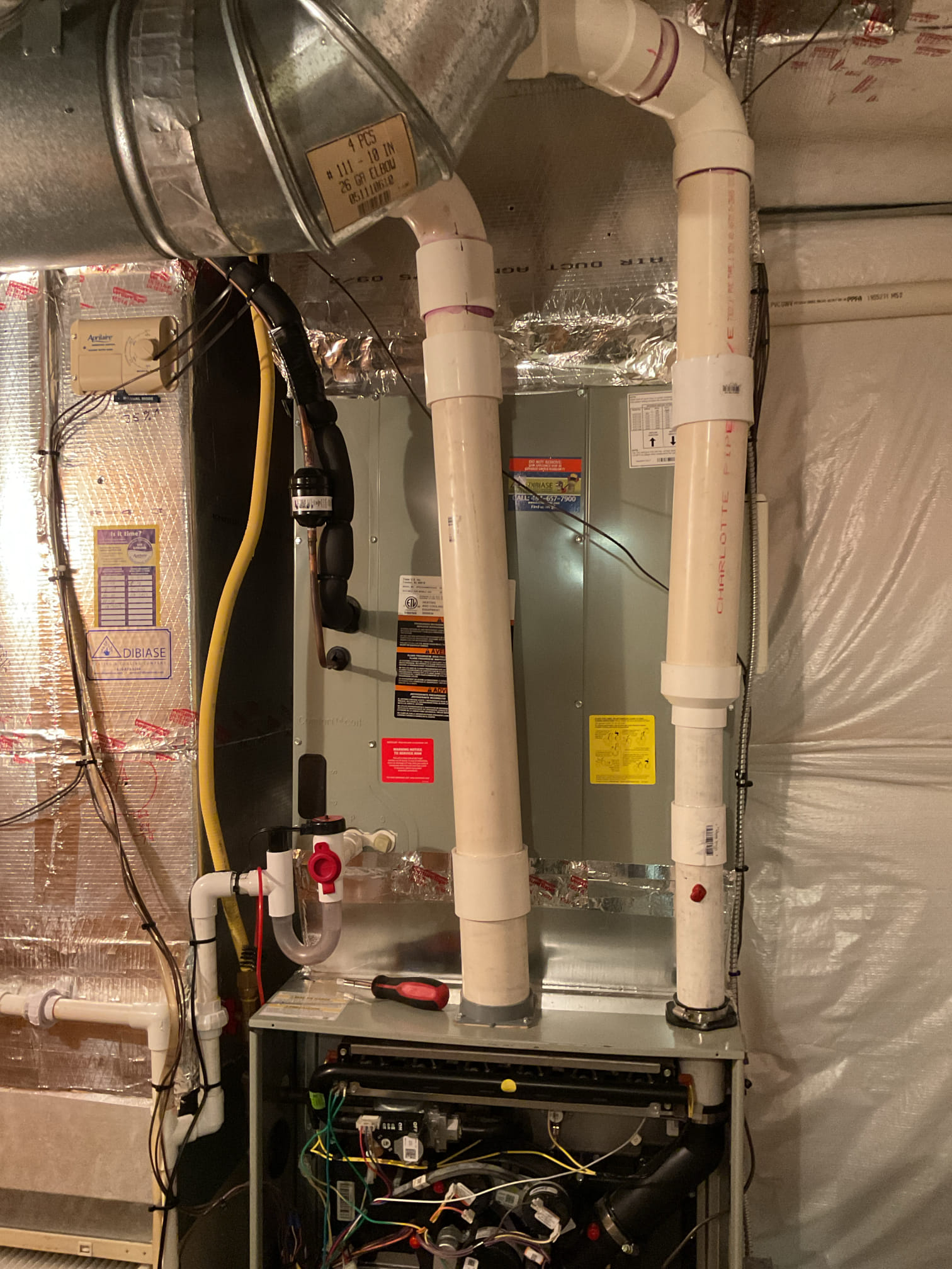 I arrived to the customers home to service their 4 yr old gas furnace system. 
I started with checking the air filter and found good , the filter size is 401 AA I checked all my electrical connections and voltages. I inspected and tested the  burners , flame sensor and the igniter. I water tested all tubing and hoses. I inspected the exhaust and fresh air pipe for restrictions and bellies. I inspected the inducer and the blower motor operation. I checked and tested for combustion and took temp rise splits at the return and the supply. Everything is running fine at this time of service. 