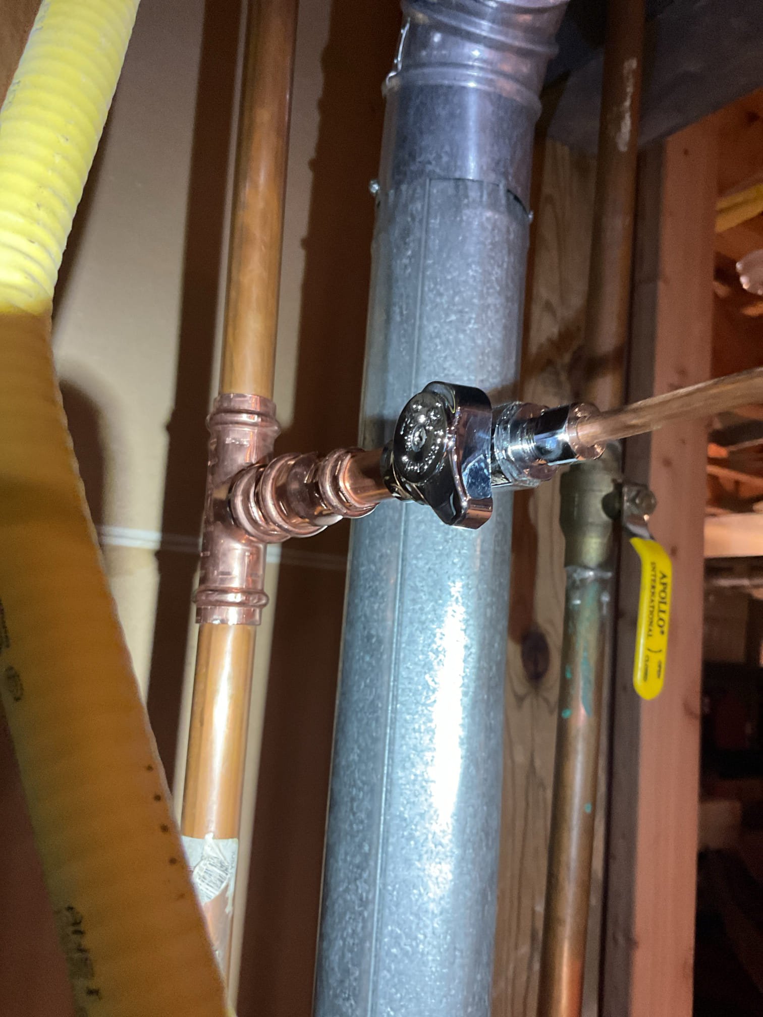 Install new humidifier on supply or return plenum and seal.  Run new bypass duct and complete all connections.  Run new copper water line from hot water side and connect to humidifier and install new control valve.  Install new humidistat and complete all wiring to new humidifier.  Run new drain line and connect to existing drain.  Test operation of humidifier on completion.  

10/13/25: Installed new humidifier; new feed valve where it is accessible, spliced where old saddle valve was with 3/3” copper.
New separate transformer for solenoid.
New humidifier housing.
New manual humidistat.
New bypass damper on supply plenum.

Set water flow using new feed valve.

Walk through with homeowner. 
Collected balance. 
