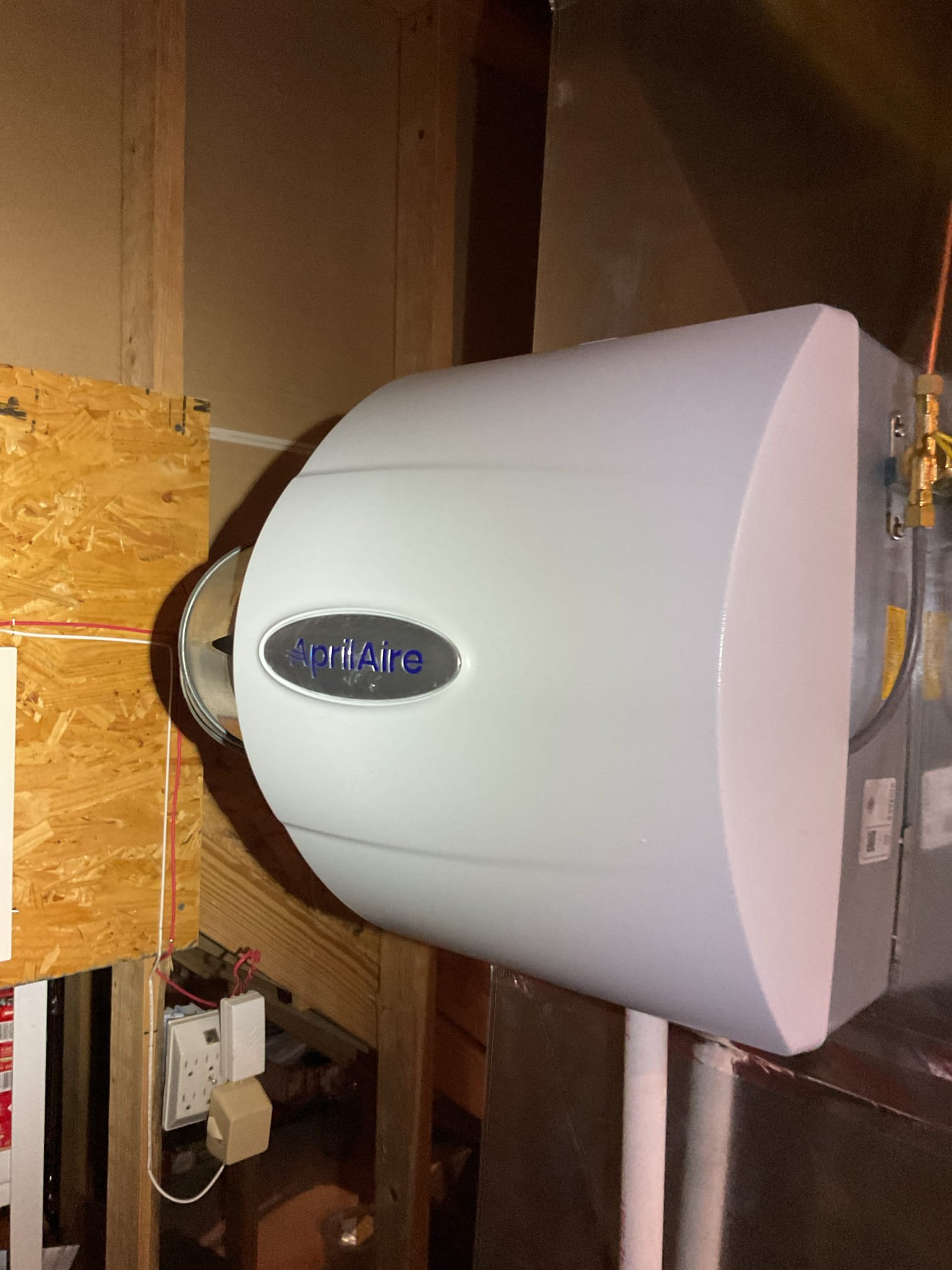 Install new humidifier on supply or return plenum and seal.  Run new bypass duct and complete all connections.  Run new copper water line from hot water side and connect to humidifier and install new control valve.  Install new humidistat and complete all wiring to new humidifier.  Run new drain line and connect to existing drain.  Test operation of humidifier on completion.  

10/13/25: Installed new humidifier; new feed valve where it is accessible, spliced where old saddle valve was with 3/3” copper.
New separate transformer for solenoid.
New humidifier housing.
New manual humidistat.
New bypass damper on supply plenum.

Set water flow using new feed valve.

Walk through with homeowner. 
Collected balance. 
