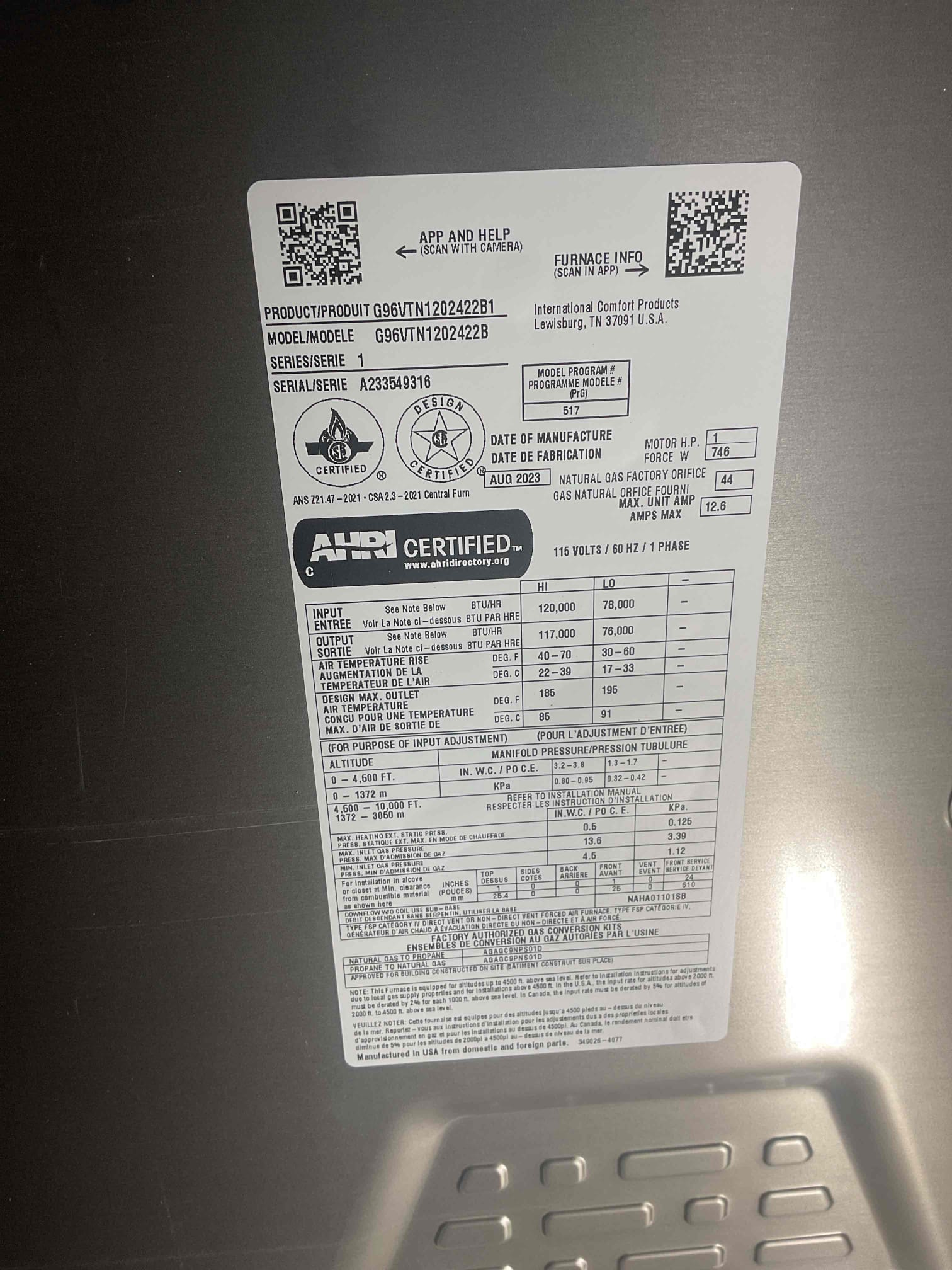 Performed precision heat tune up on heil 90% gas furnace and Rheem 80%. Replaced (1) 16x24x1 filter, other 16x24x1 is clean. Checked all electrical connections and components. Checked resistance of hsi. Cleaned flame sensors. Found no surge protector on ethier 1st or 2nd floor system, provided estimate to install. Checked gas pressure. Performed combustion test. Gas furnaces at working at time of service.  Performed precision heat tune up on heil 90% gas furnace and Rheem 80%. Replaced (1) 16x24x1 filter, other 16x24x1 is clean. Checked all electrical connections and components. Checked resistance of hsi. Cleaned flame sensors. Found no surge protector on ethier 1st or 2nd floor system, provided estimate to install. Checked gas pressure. Performed combustion test. Gas furnaces at working at time of service.