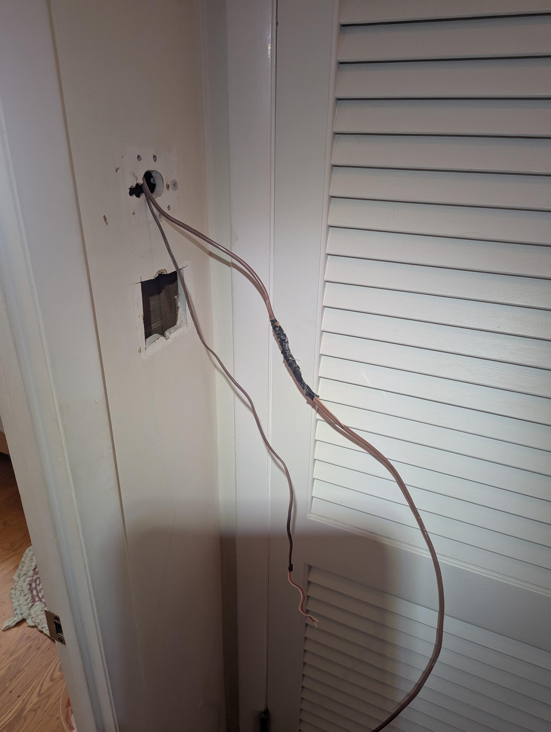 Blown 5A low voltage fuse at air handler.
Knick in low voltage wire just behind thermostat sub base.
This was installed by us. 
Ran new 18/10 in one icee between thermostat and air handler.
Replaced blown fuse. 
Tested system afterwards.
System operating well at this time. 
 Blown 5A low voltage fuse at air handler.
Knick in low voltage wire just behind thermostat sub base.
This was installed by us. 
Ran new 18/10 in one icee between thermostat and air handler.
Replaced blown fuse. 
Tested system afterwards.
System operating well at this time.