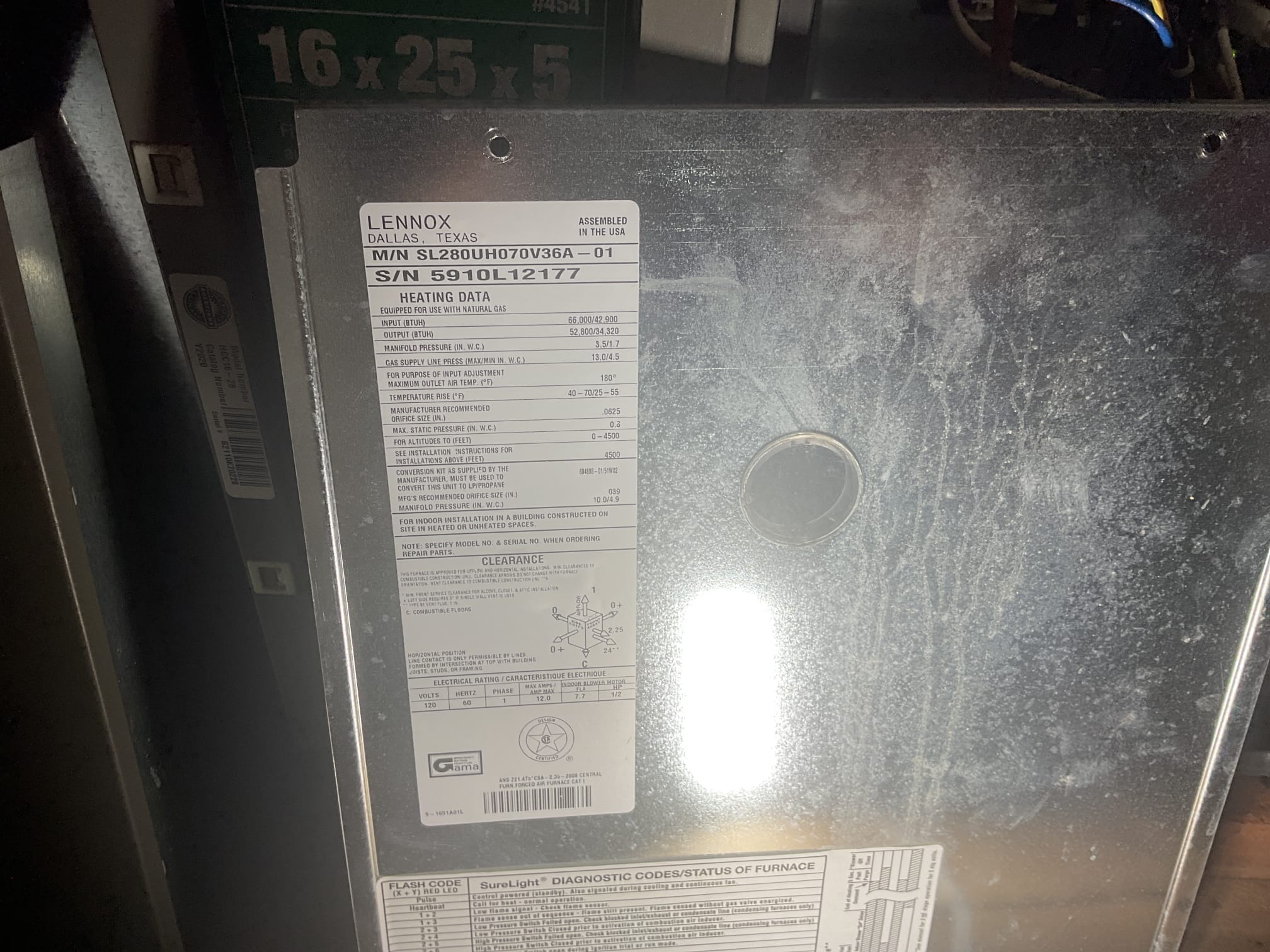 Performed precision heat tune up on Lennox 80% gas furnace. 20x25x5 filter is clean. Checked all electrical connections and components. Checked temperature rise. Cleaned flame sensor. Checked gas pressure. Performed combustion test. Found no surge protection on blower motor, provided estimate. Also found some bacterial growth around coil, provided estimate to install uv to kill growth. System is 14 years old and getting to the point of replacement. Gas furnace is working at time of service.  Performed precision heat tune up on Lennox 80% gas furnace. 20x25x5 filter is clean. Checked all electrical connections and components. Checked temperature rise. Cleaned flame sensor. Checked gas pressure. Performed combustion test. Found no surge protection on blower motor, provided estimate. Also found some bacterial growth around coil, provided estimate to install uv to kill growth. System is 14 years old and getting to the point of replacement. Gas furnace is working at time of service.