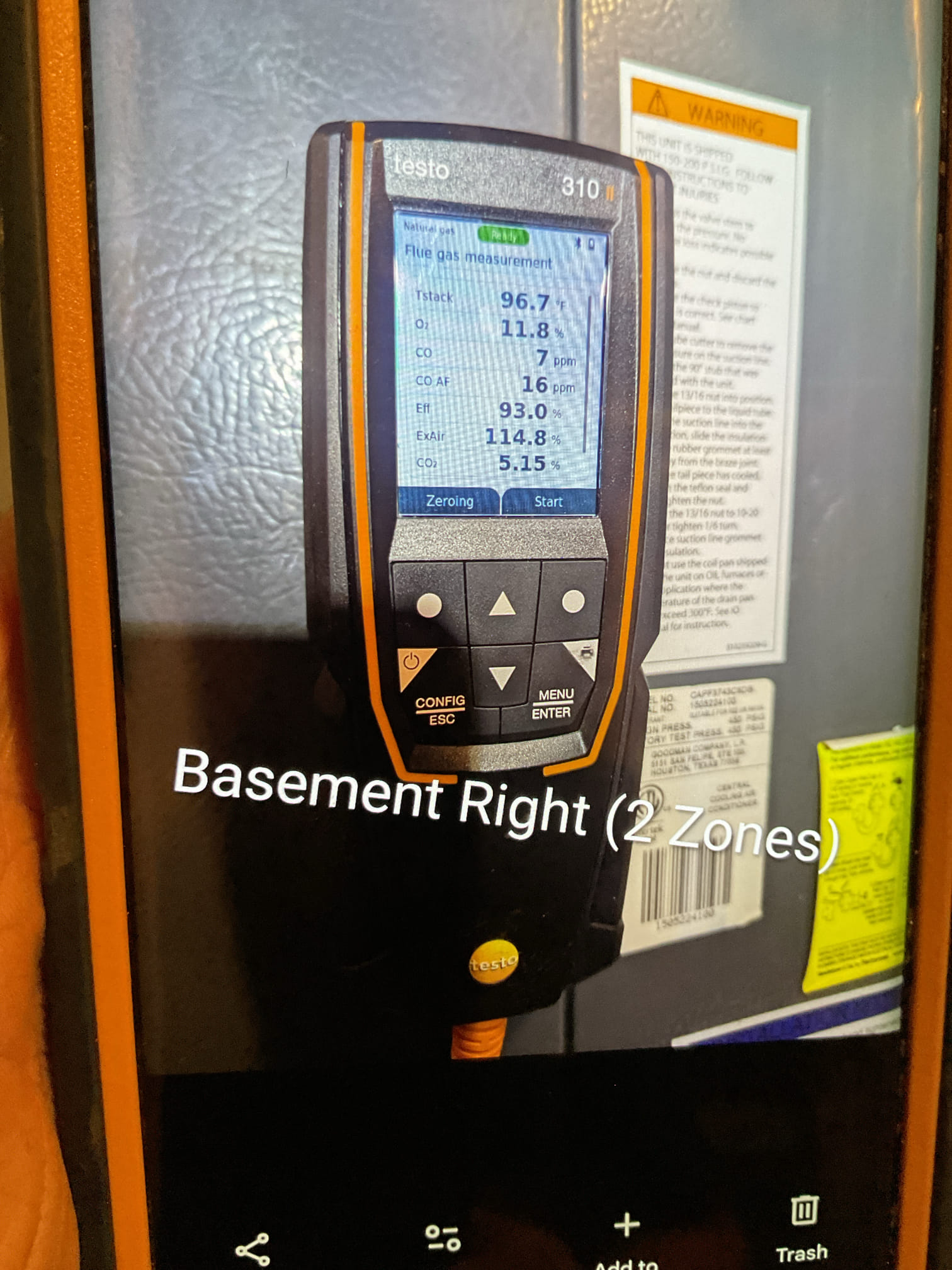 
Completed heat tune up for natural gas furnace.

Replaced 201 Filter for second floor system only (provided by homeowner). All other filters are clean. 
There was (1) 201 on site I used. There is a case of 401s as well which I left beside appropriate furnace in basement. In future visits there are (3) billable filters here.

For each furnace. 
Inspected heat exchanger, burners, flue pipe, inducer assembly and hoses
Inspected hot surface ignitor and verified resistance with meter
Cleaned flame sensor and verified flame rectification circuit
Measured temperature rise and static pressure
Checked wiring, controls, electric motors and components; there are no surge protectors; left estimate for a surge protector for each furnace 
Checked mainofold gas pressure; high sensor gas leak search Pass
Inspected drain and pump.  All pumps in basement. The pump for basement right I cleaned today. Added treatment tabs to all 
The second floor system has a float-style flood switch in pan. A wet switch