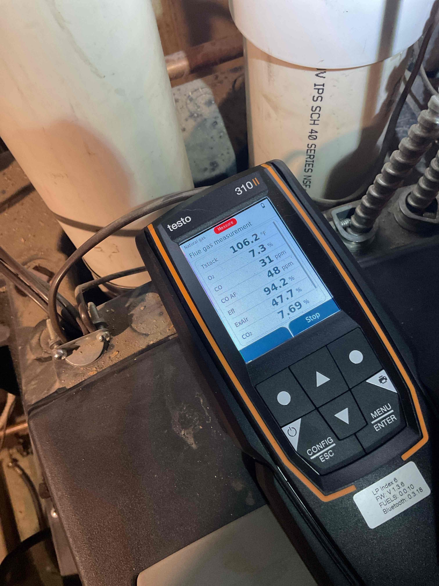 Luis 10-20-25 customer called in for no heat on gas boiler I talked to tenant upon arrival he mentioned that some times heat won’t come on, I check boiler operation found boiler not running, no errors showing, boiler would not start every time. I adjust the minimum ratio to 50%  and test operation ok. Boiler came on every time, I tested domestic temperature from water tank ok. No other issues found. I also performed tune up on gas boiler check all electrical low and high voltage ok. Clean drain trap check water pressure and temps ok. Performed combustion test clean sensor and igniter. Cycle gas boiler ok. Provided estimate to add surge protection and water protection to boiler 