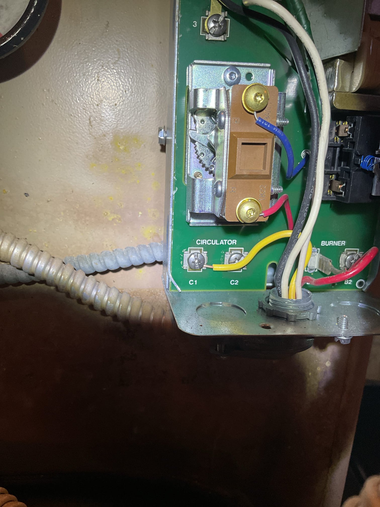 Luis 10-22-25 performed oil boiler cleaning/tune up, clean heat exchanger and flue pipe, clean chimney base ok. Inspect low and high voltage connections and components, replace oil filter nozzle and pump strainer. Check oil flow ok test boiler operation performed combustion test and smoke test ok. Check water pressure and temps. There are signs of water leak from boiler block. Customer is aware this condition. I also noticed so,we of the parts at burner wearing out. Fire block chamber inside burner is in bad shape major cracks. Showed customer boiler condition. Current oil boiler does not have water feeder. Would recommend getting an estimate to replace boiler. There is gas in the house. Home comfort consultant to come tomorrow afternoon. 