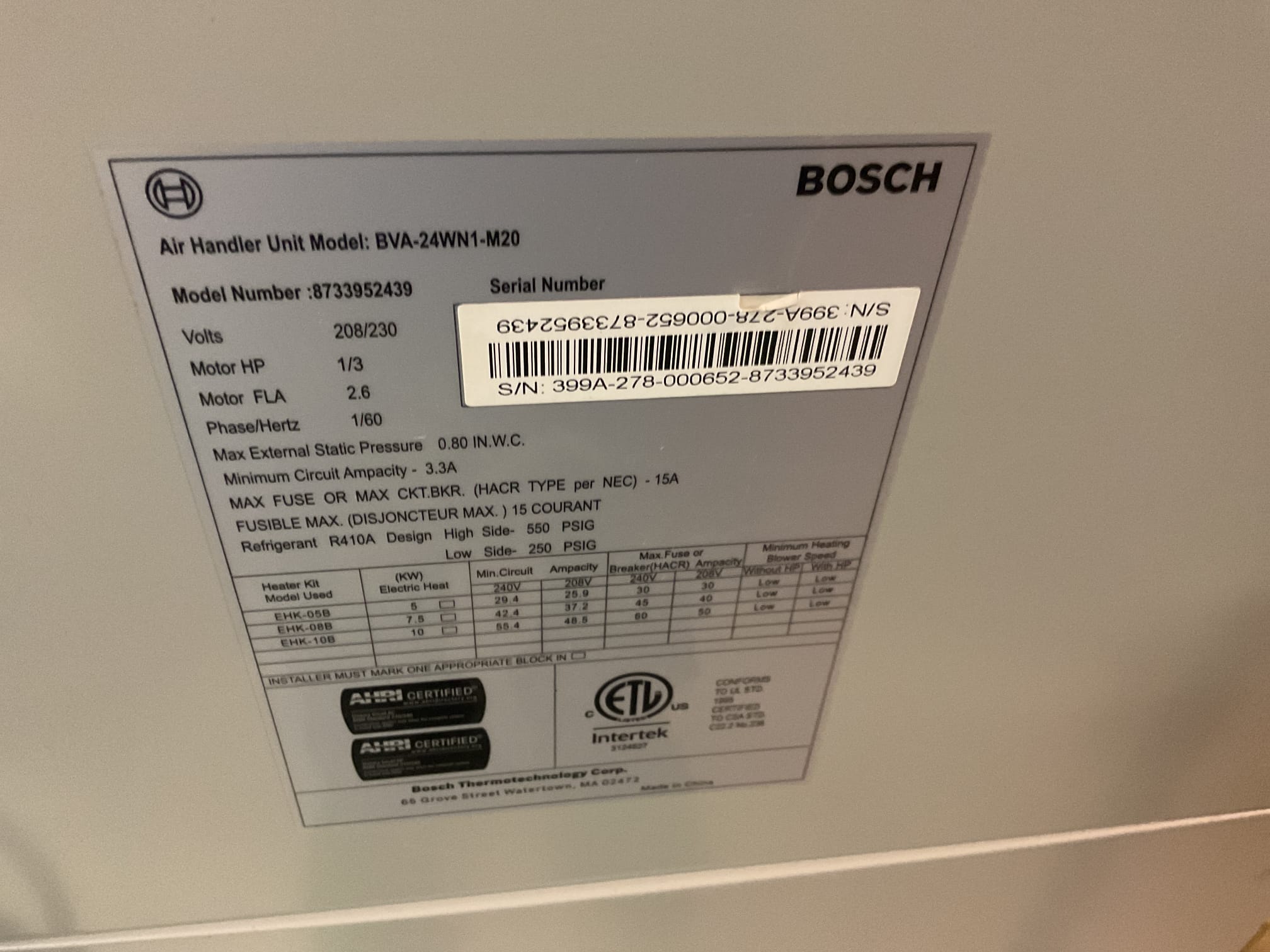 Performed precision heat pump tune up on Bosch inverter heat pump system. 18x20x1 air filter was just replaced. Checked all electrical connections and components. Checked temperature rise. Cleaned ez trap. Tested emergency heat. Found surge protection on disconnect for outdoor heat pump but not for indoor blower motor. Provided estimate to install x-13 surge protector. Checked all refrigerant pressures and temperature readings at outdoor control board. Heat pump is working properly at time of service.  Performed precision heat pump tune up on Bosch inverter heat pump system. 18x20x1 air filter was just replaced. Checked all electrical connections and components. Checked temperature rise. Cleaned ez trap. Tested emergency heat. Found surge protection on disconnect for outdoor heat pump but not for indoor blower motor. Provided estimate to install x-13 surge protector. Checked all refrigerant pressures and temperature readings at outdoor control board. Heat pump is working properly at time of service.