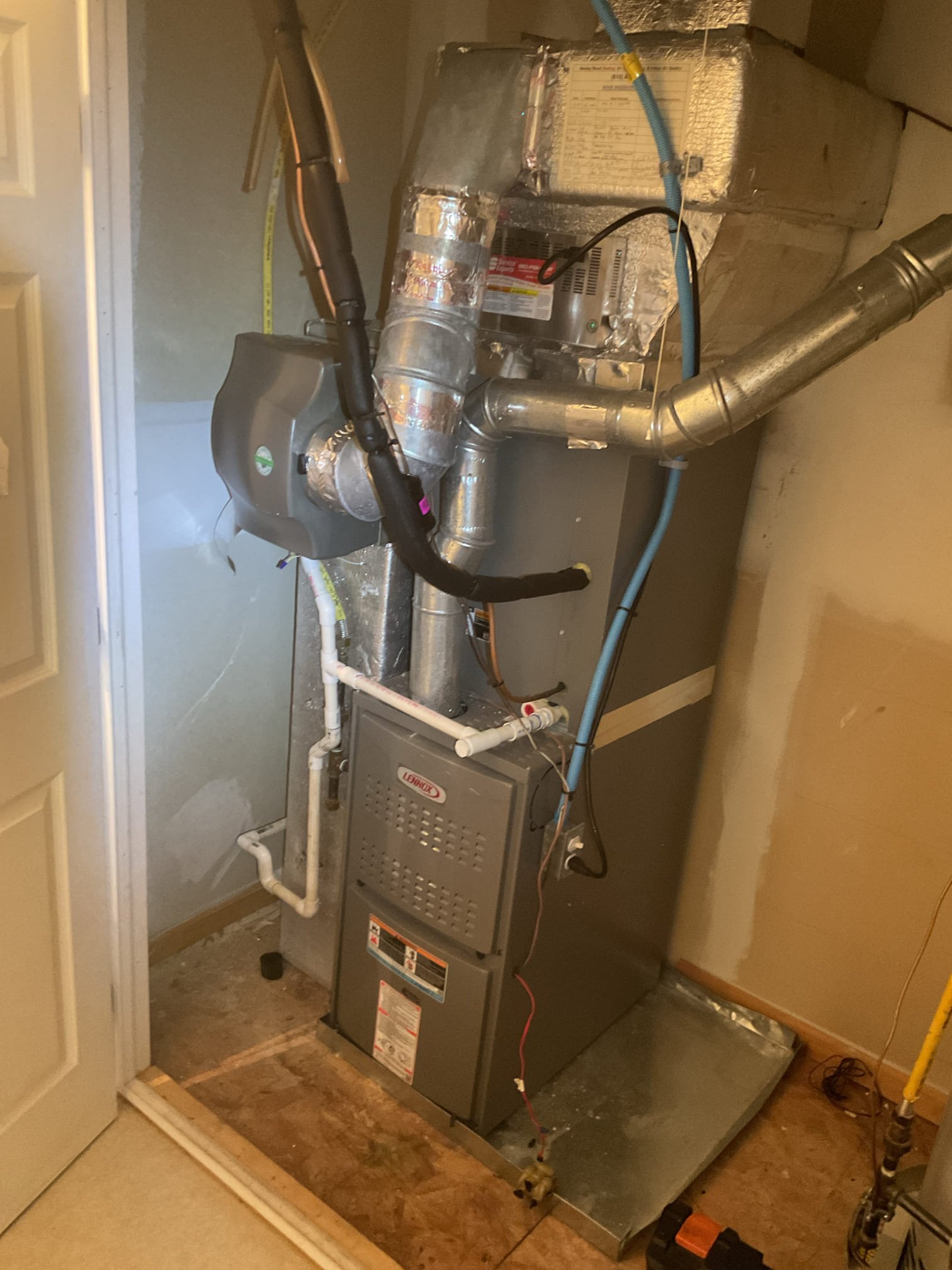 10-24-25 Luis. Perform gas, heat, tuneup inspection check all electrical connections and components low and high voltage check ignition system air delivery system, and combustion removal system. Perform combustion test  on heater ok.  replace air filter. Customer has a humidifier  that is not working properly. (Humidistat accuracy is off) Provided estimate to replace humidistat and also add water safety to the unit. There’s currently a flow switch provide estimate for more sensitive water protection. Heater passed inspection. 