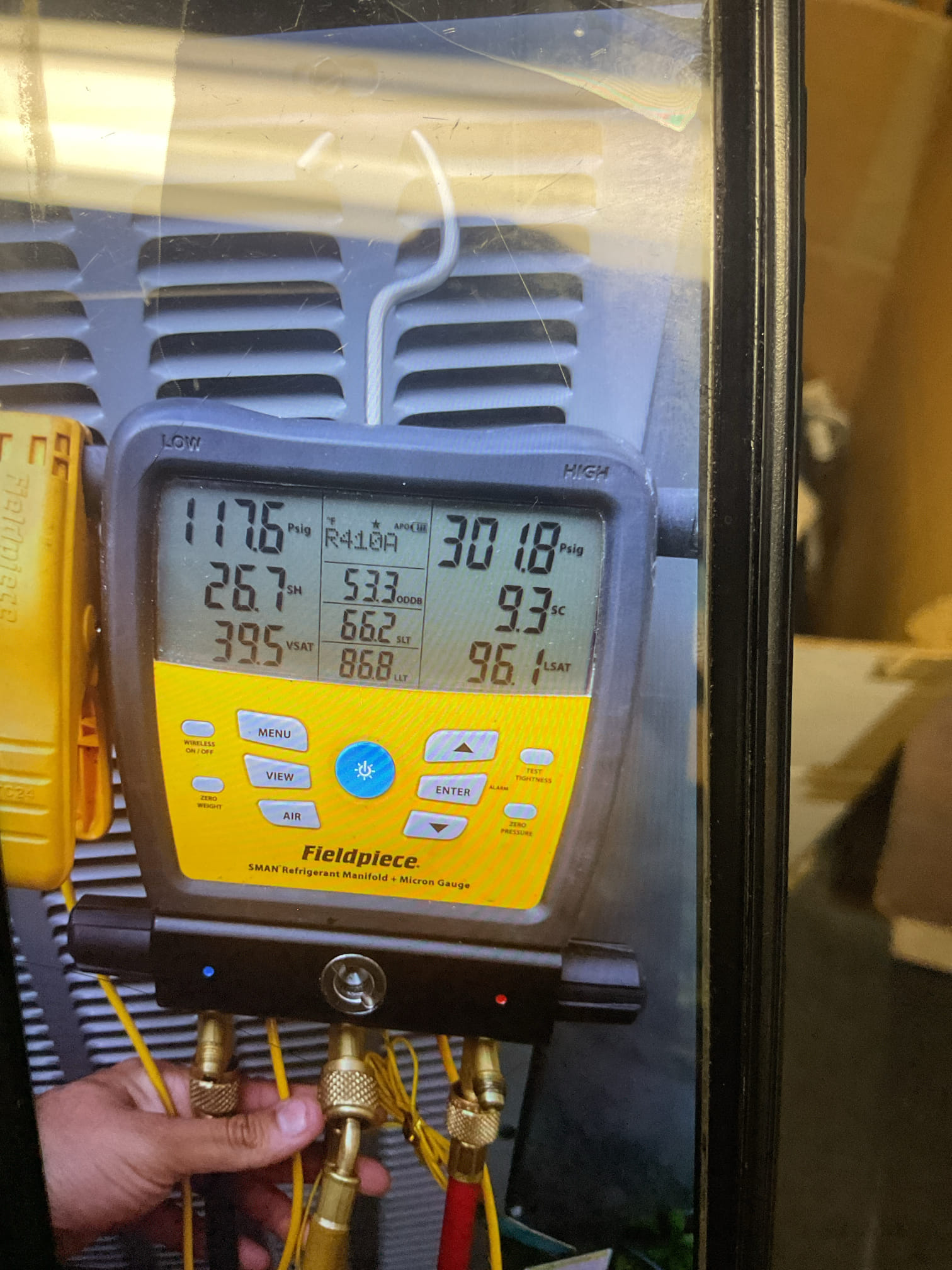 10-24-25 Luis, performed heat pump check up on a two stage amana communication 3 ton system. Check all electrical connections and components low and high voltage connections replaced 20 x 20 x1  air filter service humidifier replace humidifier pad test operation. Test back up heat 10 kw ok. Check heat pump heat mode refrigerant levels and pressures ok. Capacitor ok. Check control board on heat pump ok. No error codes showing. Cycle heat pump ok. System is working properly at the time of service. 