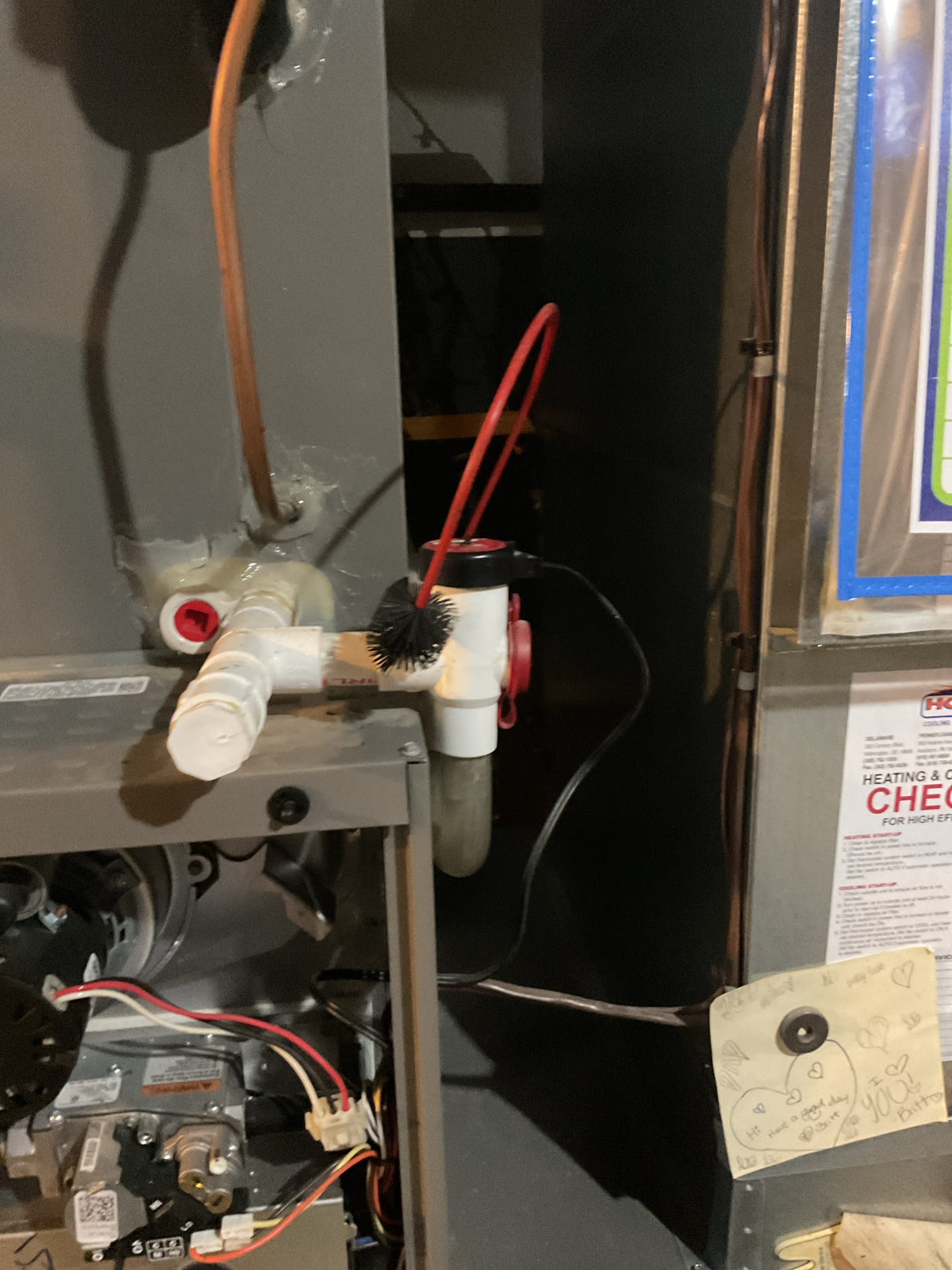10/29/25 Dan  

I arrived to the customers home to service there 6 yr old gas furnace system. 
I started with checking the air filter and replaced, filter size is 16x25x1 . I checked all my electrical connections and voltages. I inspected and tested the  burners , flame sensor and the igniter. I inspected the exhaust for restrictions and rust and holes. I inspected the inducer and the blower motor operation. I checked and tested for combustion and took temp rise splits at the return and the supply. Everything is running fine at this time of service. 