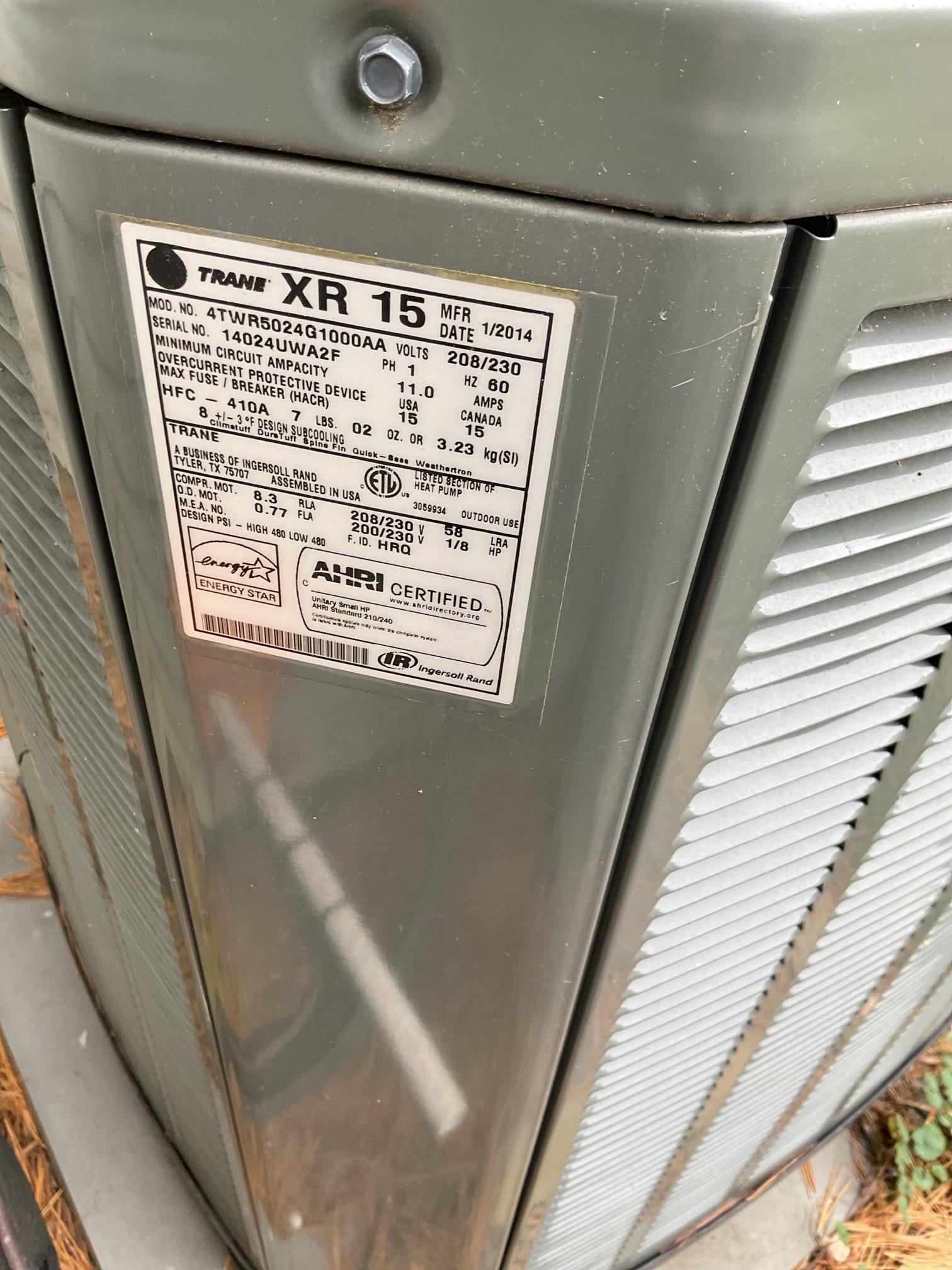 Luis 10-29-25 Performed precision heat tune up on trane heat pump system. Replaced 16x20x1 air filter. Checked all electrical conections and components. Checked temperature rise. Test 15 kw electric heat ok found electric 50 gallon water heater is 18 years old. provided estimate. Tested outdoor capacitor. Checked refrigerant pressures and temperatures at indoor and outdoor units. Heat pump system is working at time of service.
Heat pump is 12 years old. Provided estimate to add soft start to provide better start on compressor. 

