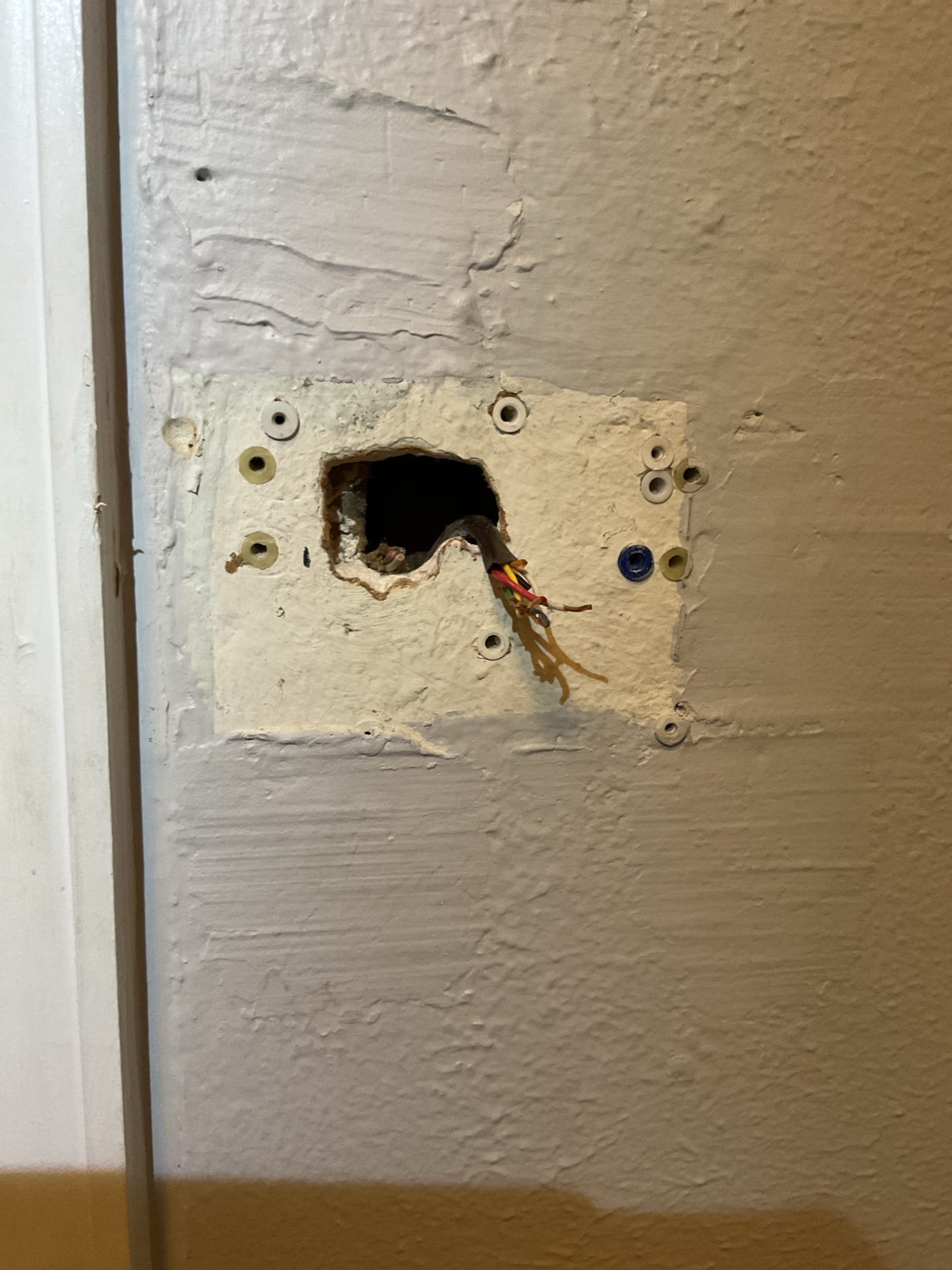 When I arrived the thermostat was displaying critical temperature and humidity sensor error.
27V between R and C

Back of thermostat as very hot to the touch when I took off the wall. 

Offered to install new Ecobee with room sensor under manufacturer part warranty.

They agreed.

Installed, wired, and configured new thermostat. Connected new room sensor. Afterwards tested. Homeowner will connect to WiFi. Left instructions on table.

System operating well at this time. 