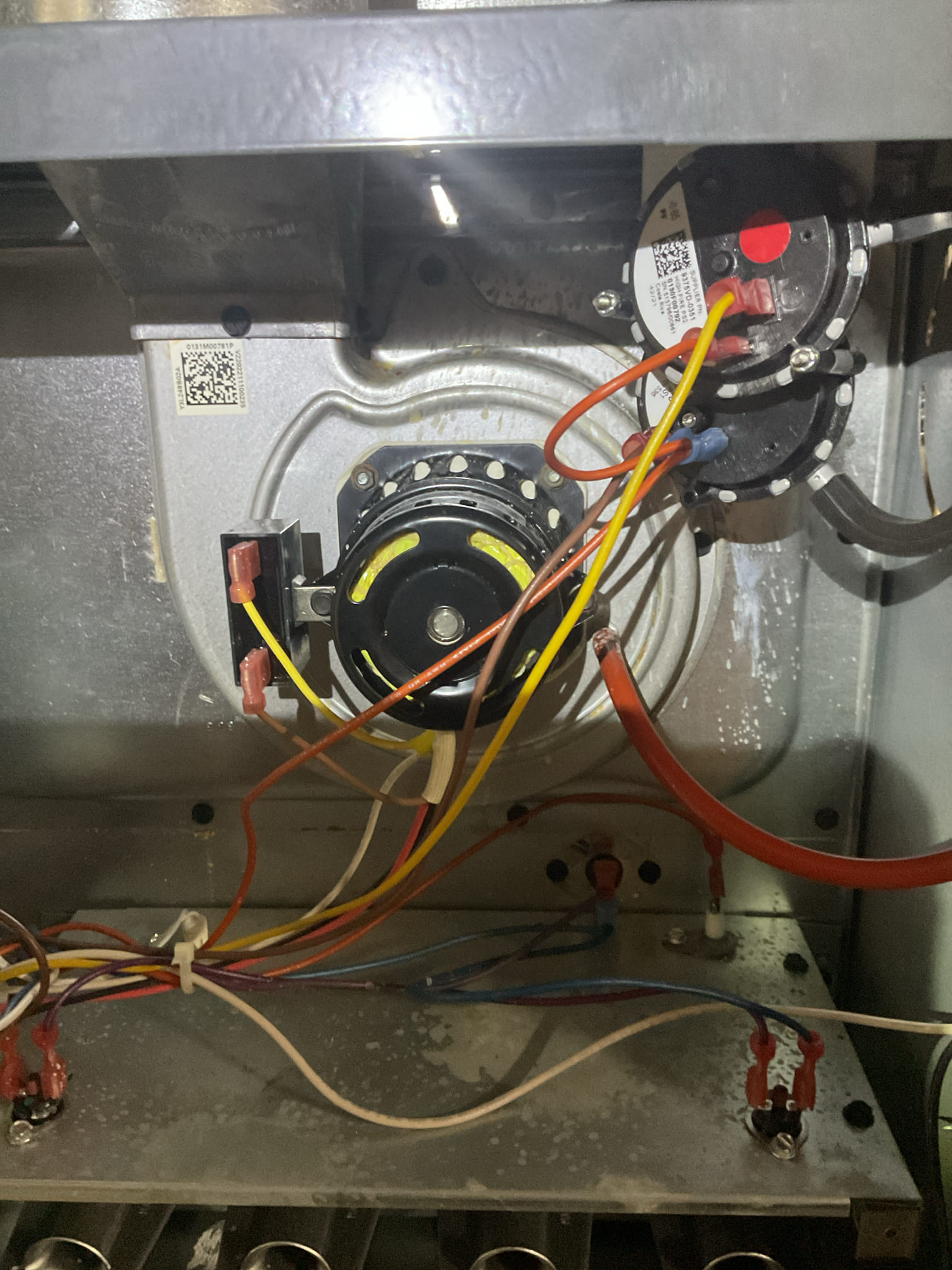 I arrived to the customers home to service there 2 yr old gas furnace system. 
I started with checking the air filter and found good . filter size is 16x25x4 I checked all my electrical connections and voltages. I inspected and tested the  burners , flame sensor and the igniter. I inspected the exhaust for restrictions and rust and holes. I inspected the inducer and the blower motor operation. I checked and tested for combustion and took temp rise splits at the return and the supply. Everything is running fine at this time of service. 