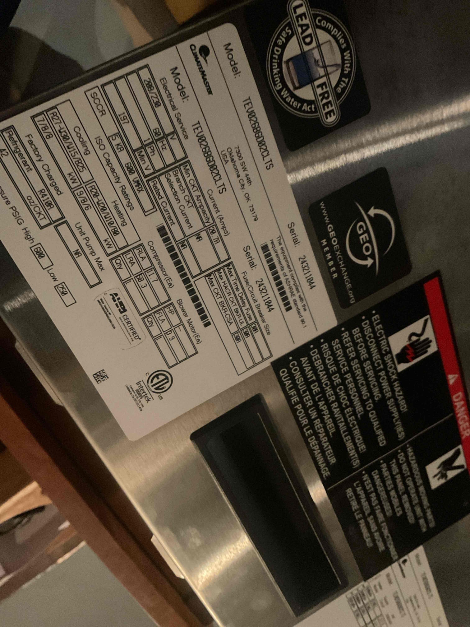 Performed 6 month inspection on climate master geothermal. Air filter ok. Checked all electrical connections and components. Check temperature rise. Checked water deta t. It was 7 degrees. Used uv flashlight and glasses. Found a lot of refrigerant dye at water/ refrigerant coax. Will let our office know info and they will go from here. Geothermal is working at time of service. 