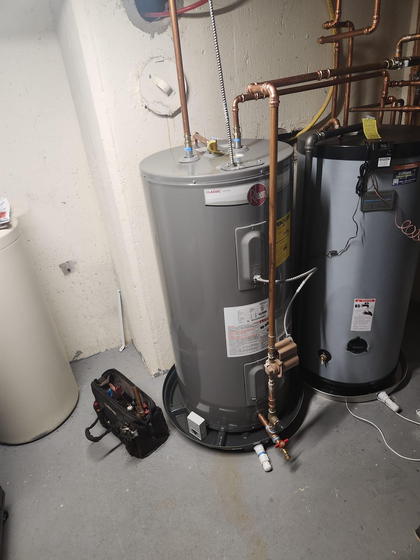 Installed new rheem 50 gallon electric water heater. Repiped into indirect. Wired in circ pump.