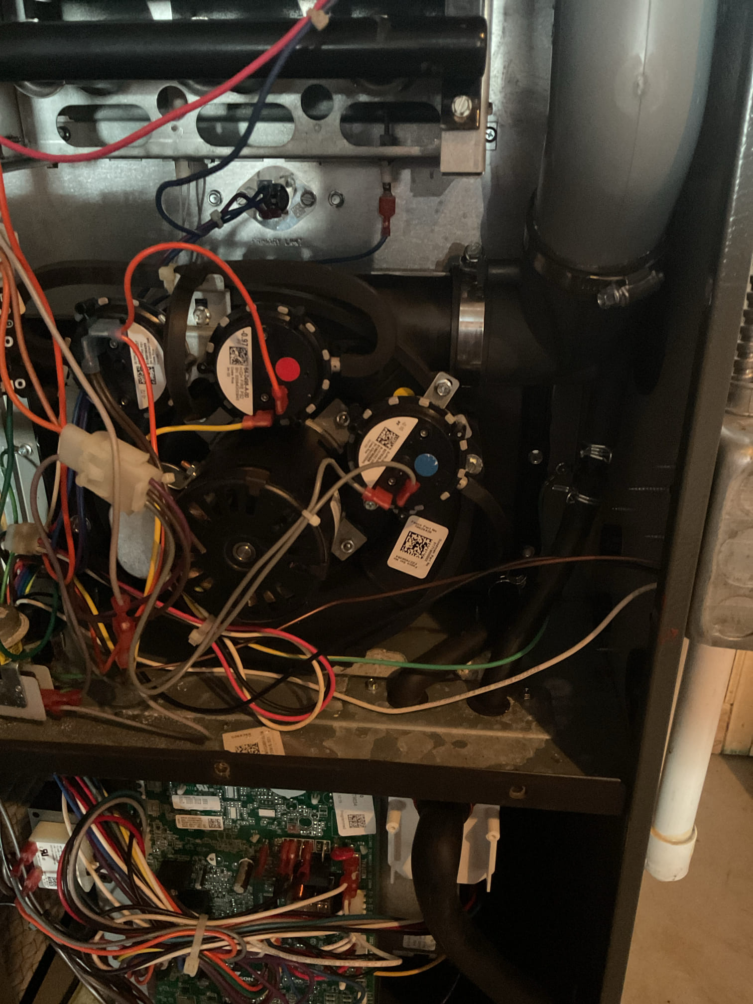 2 furnace check ups . 
I arrived to the customers home to service their 3 yr old system and there 11 yr old system.
I started with checking the air filters and found the 1st floor was good(413AA) I  replaced the 2nd floor filter 16x25x1.  And serviced and tested the 600 humidifier for the 1st floor system. I set the humidistat at 35%. I checked all my electrical connections and voltages. I inspected and tested the  burners , flame sensors and the igniters on both units. I water tested all tubing and hoses. I inspected the exhaust and fresh air pipe for restrictions and bellies. I inspected the inducer and the blower motor operations for both units. I checked and tested for combustion and took temp rise splits at the return and the supply's on both systems . Both heat systems are working fine at this time of service. 

I collected for 129.00 (x2) service heat agreement, and serviced th3 1st floor humidifier $59.00 . Total due for today’s service is 317.00 paid by cc. 