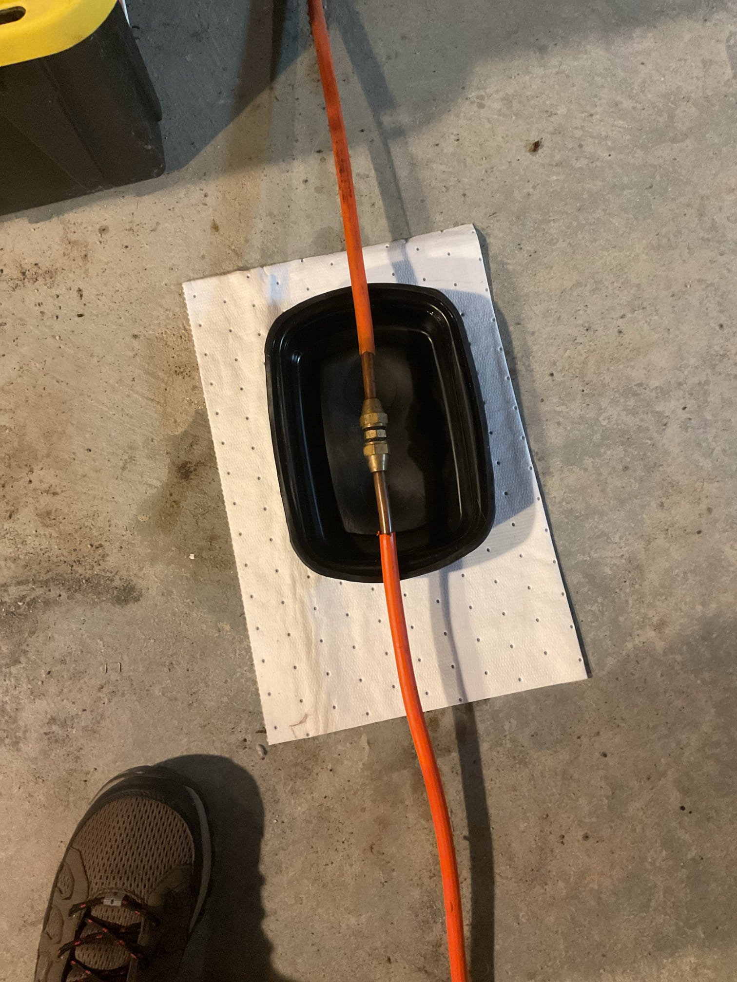 I arrived to the customers home to service their 6 yr old oil furnace system. 
I started with checking the air filter , the  customer services his air filter. I checked all my electrical connections and voltages. I checked and replaced my strainer and nozzle , and the oil filter. I inspected and set my electrodes for proper gapping for optimal performance.  I inspected the flue pipe  for corrosion and pitting. Inspected my heat exchanger and the chimney for clearance. I bled the oil burner and tested system for smoke and combustion. I took temp rise splits at the return and the supply. Everything is running fine at this time of service. 

I tightened up the flare nut on the oil line at a coupler . I also left an estimate for replacing the coupler and the 3/8 flares and nuts . 