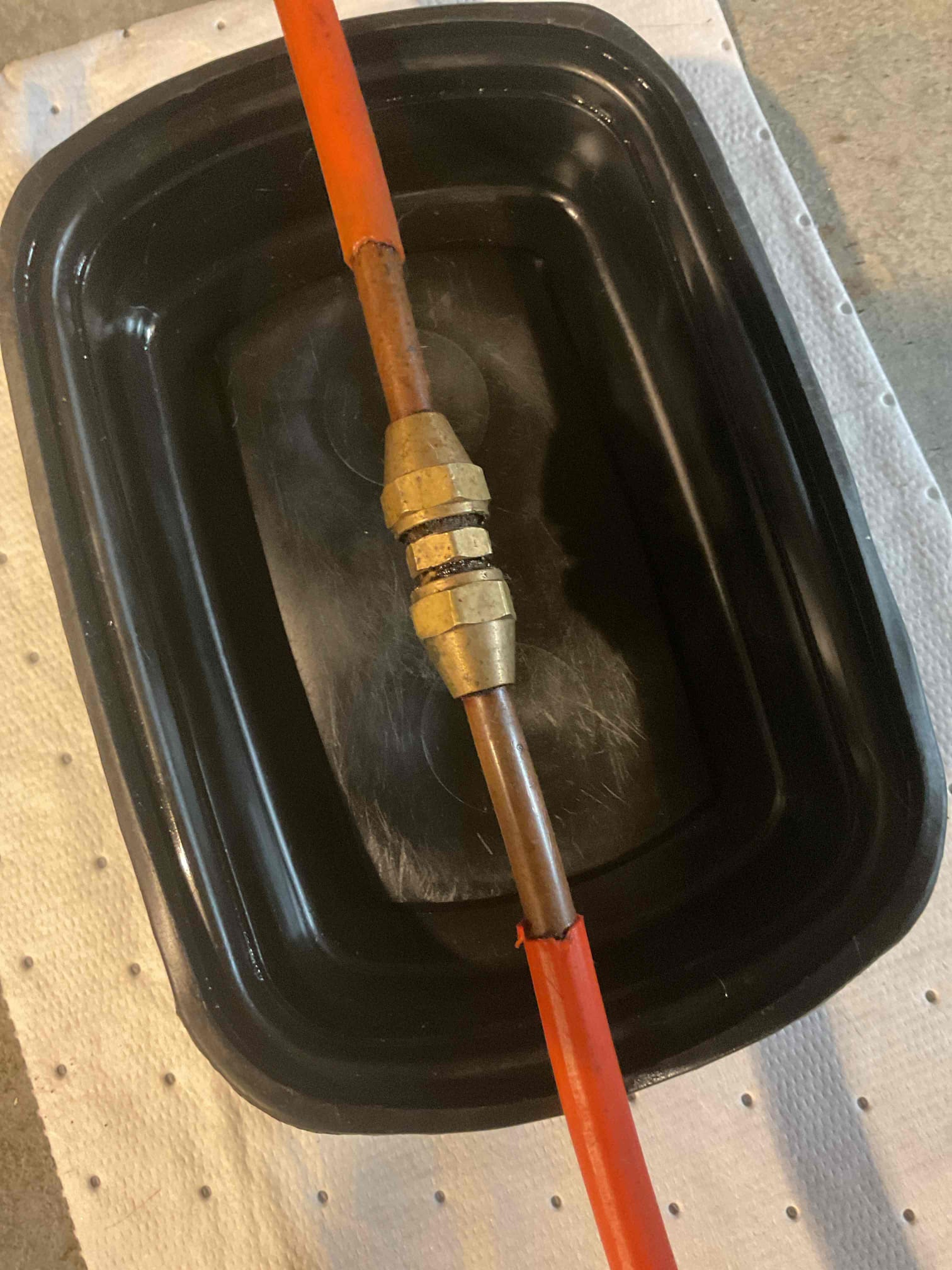 I arrived to the customers home to service their 6 yr old oil furnace system. 
I started with checking the air filter , the  customer services his air filter. I checked all my electrical connections and voltages. I checked and replaced my strainer and nozzle , and the oil filter. I inspected and set my electrodes for proper gapping for optimal performance.  I inspected the flue pipe  for corrosion and pitting. Inspected my heat exchanger and the chimney for clearance. I bled the oil burner and tested system for smoke and combustion. I took temp rise splits at the return and the supply. Everything is running fine at this time of service. 

I tightened up the flare nut on the oil line at a coupler . I also left an estimate for replacing the coupler and the 3/8 flares and nuts . 