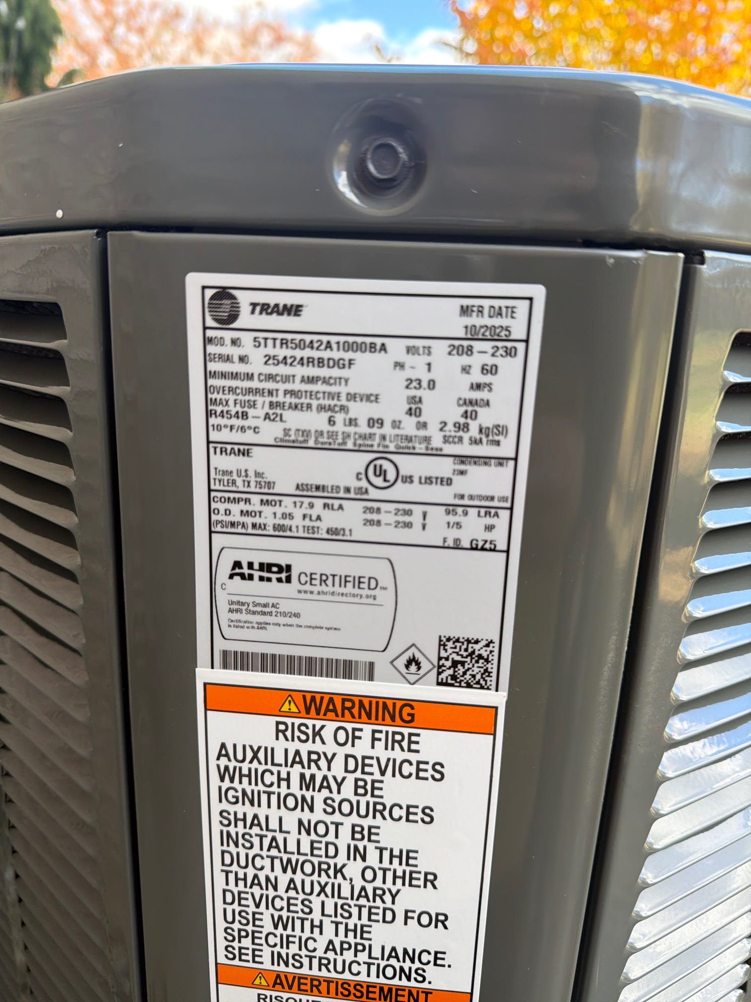 Installed new trane gas furnace and ac coil built new return and reused supply. Tapped/caulked return and supply. Adapted high volt and installed new outlet and switch. Ran new condensate line and installed new ez trap and condensate pump. Ran new vinyl tubing from pump to seer drain located in basement. Adapted gas line and vent piping to new furnace. Installed new thermostat provided by customer and wired in low volt with safeties. Flushed existing line set and connected to new equipment. Installed new A/C outdoor on leveled pad. Installed new disconnect with surge protector and wired it into outdoor unit. Cleaned up work area and tested out equipment.

To cold at time of install to properly test out A/C. Will have to return in the summer to adjust charge. Used the rest of my bottle to fill. 

Did not collect payment as customer was not home at completion of job