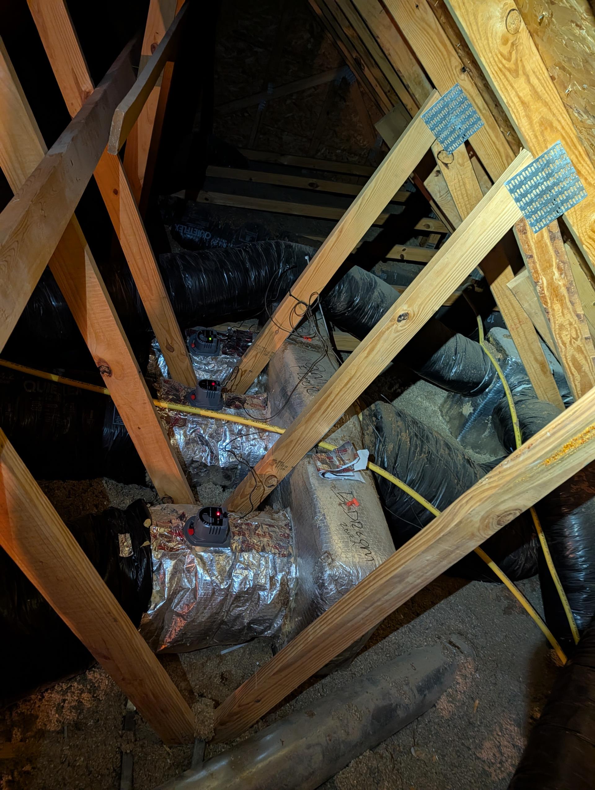 11/7/25
Barry

Installed (2) 12” Round Honeywell zone dampers. 1 for dodging room Zone 1 1 for bedroom zone 2. 
Wired so that LEDs at damper show open or closed (green or red) for technician reference.

Afterwards tested system.

System operating well at this time.

Collected balance. 