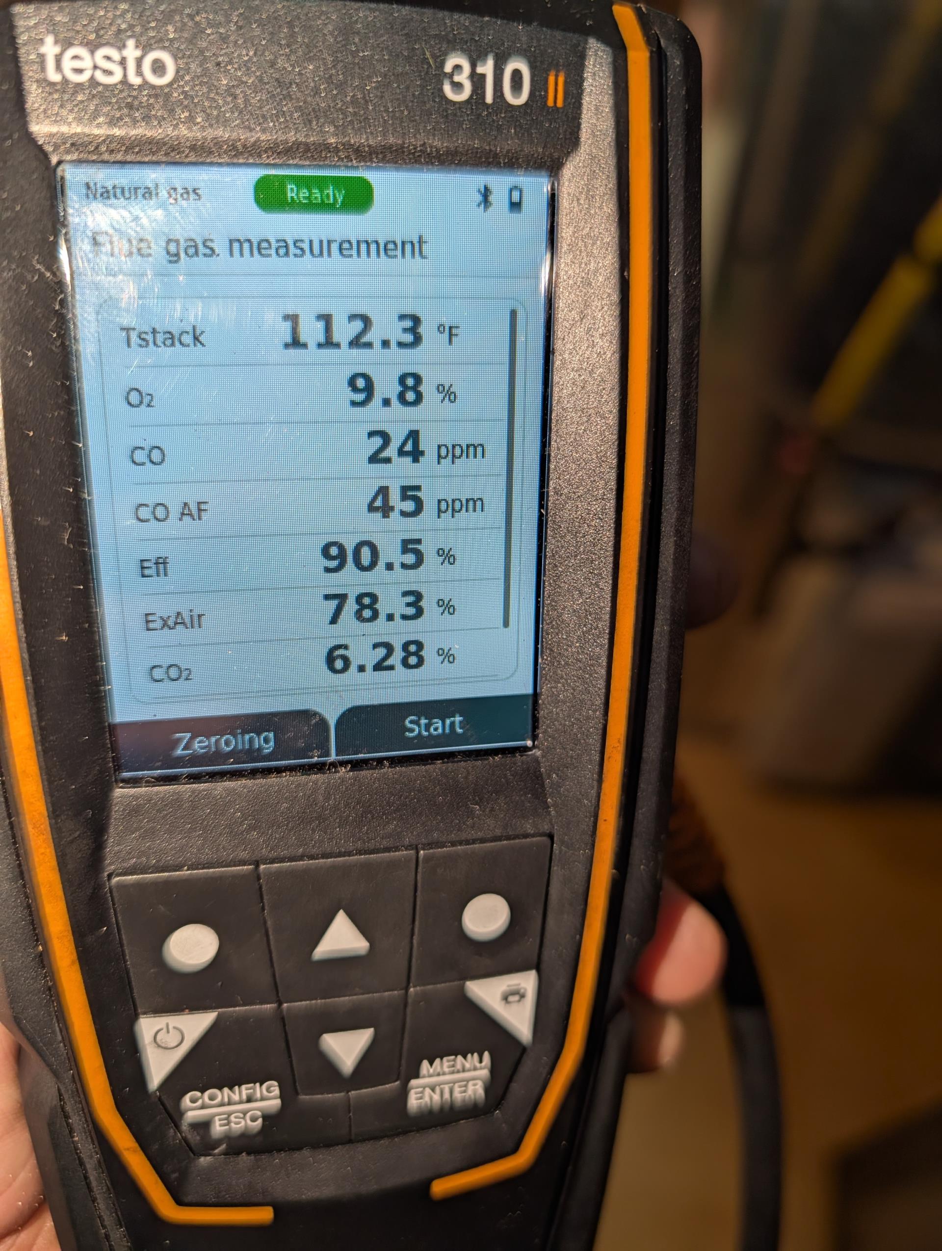 
Completed heat tune up for propane furnace.

Aprilaire 413 filter in good condition. 
Inspected heat exchanger, burners, flue pipe, inducer assembly and hoses
Burners are in rough shape. These are not stainless burners. Upon closer inspection Amana shippped us wrong grade of burners when we did repair n February 2024. Michael mentioned that he heard a few misfires of the system this year. We will schedule return to install stainless steel burners under Dibiase guarantee. 
Inspected hot surface ignitor and verified resistance with meter
Cleaned flame sensor and verified flame rectification circuit
Measured temperature rise and static pressure
Checked wiring, controls, electric motors and components; funace has surge protection 
Checked mainofold gas pressure
Inspected drain and pump. There is a condensate pump safety but no overfill protection switch. Provided estimate for overfill protection switch (Safety switch)

Combustion, draft and smoke tests: Pass

Gas furnace is operating well