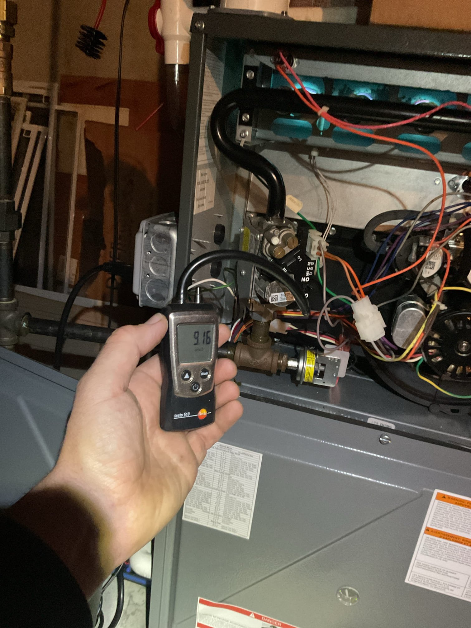 
Completed heat tune up for natural gas furnace.

Replaced 16x25x1 filter
Inspected heat exchanger, burners, flue pipe, inducer assembly and hoses
Inspected hot surface ignitor and verified resistance with meter
Cleaned flame sensor and verified flame rectification circuit
Measured temperature rise and static pressure
Checked wiring, controls, electric motors and components;
Checked manifold gas pressure
Inspected drain and pump. 
He has an outdoor hose bib that needs replaced. Provided estimate to replace. There will be no warranty because part is provided by homeowner. 

Combustion, draft and smoke tests: Pass

Gas furnace is operating well at this time. 