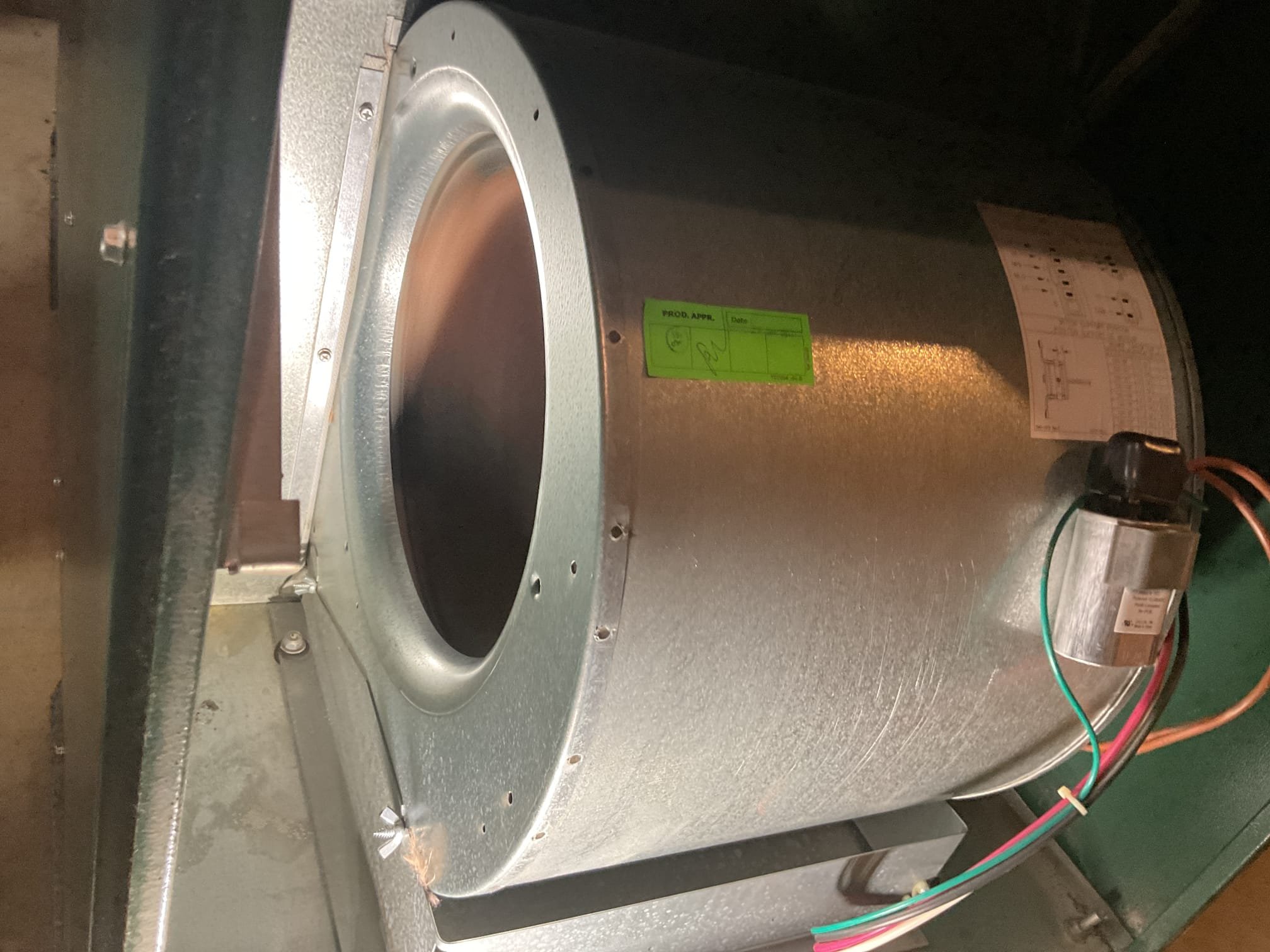 Fully assessed vibration at oil furnace. Found vibration coming from blower motor. Found a large piece of insulation got sucked up into wheel causing vibration. Removed large piece and extreme vibration went away. Still noticed some wobble in wheel recommend replacing motor and wheel. Called distributor for pricing and availability. Provided estimate for repair. Oil furnace is working at time of service. 