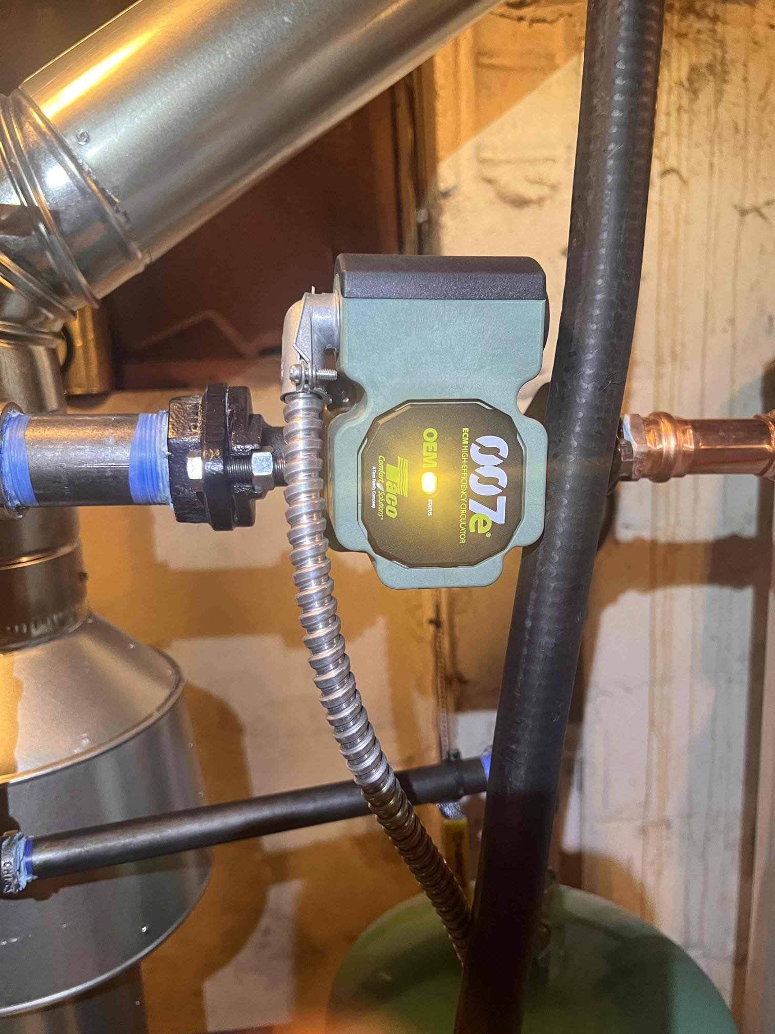 11/11/25 Tan
Performed quality assurance visit on newly installed gas boiler converted from oil.
Client has no complaints and thought our team did a great job.
While system heats home comfortably, he stated two of his radiators don’t seem to be working. We later found that the valve for the one was not open and it had some air in it. He will test the other one and let our installers know if there’s an issue when we return to take out the oil tank.

Started boiler operations.
Confirmed pressures were accurate on the gauge.
Piping is superb with circulator piped on supply after air eliminator that is tied into expansion tank and the water feed at the point of no pressure change.
Pipes returned hot as they should.
Checked combustion and found it very good.
Draft and smoke test confirmed clean combustion.
System settings were good as well.

Visually inspected oil tank with install manager on phone and decided that we will pump from the outside with a 50ft hose that should reach. Tank sits 