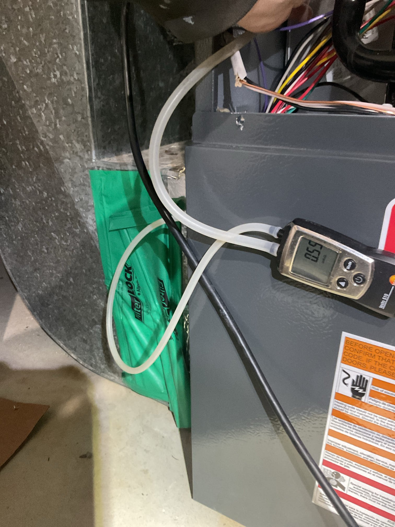 No heat.
Unit was not running but there was a demand for heat.
No active error codes.
The most recent error code in history was open high limit. 
Reset power to system. 
Ran system and checked fan speed, filter and static pressure as well as temperature rise in st and 2nd stage heating
 
1St stage gas heat fan speed F01 static pressure .55” Good for 989 cfm Supply temperature 120°Good.
2nd Stage Gas heat fan speed F05 TESP .75” 1413 CFM Good.

Ran unit for almost my entire duration of my time here. Highest supply temp was 128°
Unit ran without interruption or error codes.

If the issue that caused the open high limit error code to was still an issue it would have shown itself during my testing today. 

This may have been a nuisance issue, there were storms last night could have been a power related issue. 