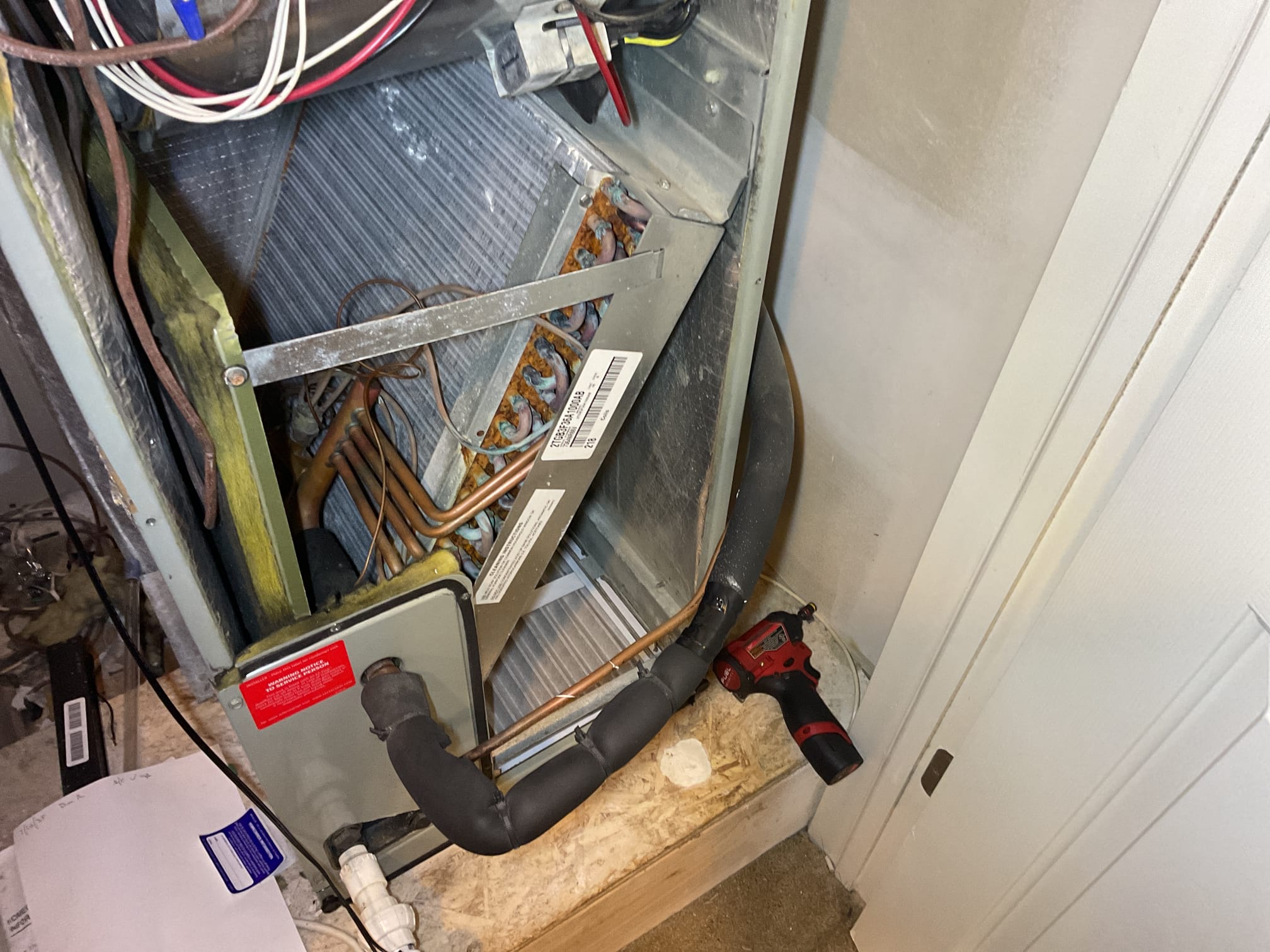 Performed precision heat tune up on 2007 r-22 American standard heat pump system. Checked all electrical connections and components. Checked temperature rise. Checked r-22 refrigerant pressures and temperatures. Indoor evaporator coil is very rusted and corroded. Recommend replacing old in efficient r-22 heat pump system and up grading. Heat pump system is working at time of service. 
Heating and cooling plan