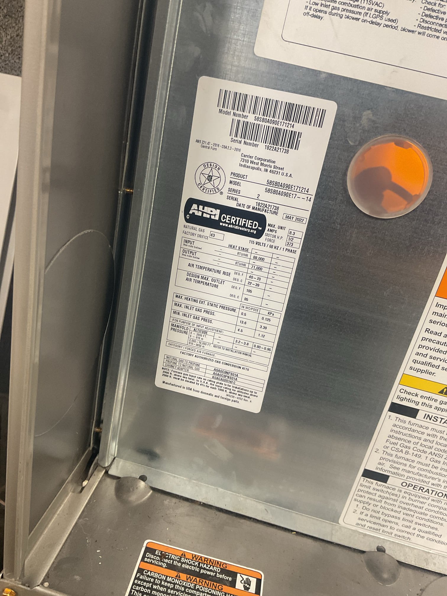 Luis 11-13-25 Perform heat pump tuneup for American standard heat pump and perform propane carrier gas heater check up. Check electrical components, low and high voltage change both air filters heat pump and gas heater provided by homeowner. Test back up heat and refrigerant levels supply and return air ok cycle heat pump ok. On heater cleaned sensor and burners performed combustion test supply and return air 60F ok. Cycle heater ok. motors voltage and amps within range. service plan was renewed for the American standard unit. 