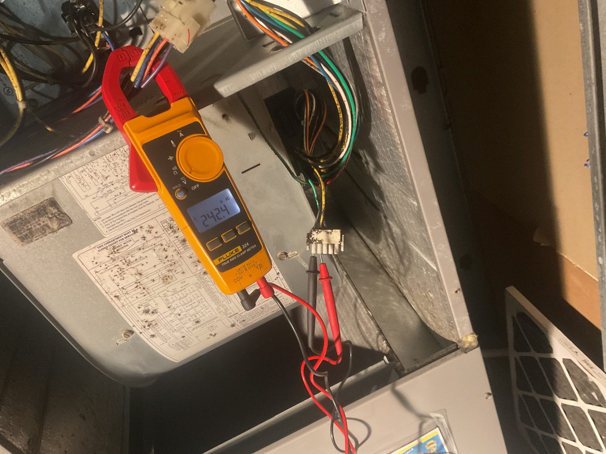 Fully assessed no heating situation. Found thermostat in fan on position when I arrived with variable speed blower motor not running. Found 24 v between c&g and 247 volts going to motor with call from circuit board but blower motor is shot. Gave heat pump a call for heat , outdoor heat pump came on and was running in heat mode. Heat pump system is from 2010 would highly recommended replacement heat pump system. Talked to Maurice he said he would like the repair quoted and replacement quoted. Need to set up appointment to have someone come out to give replacement quote. System is down. 