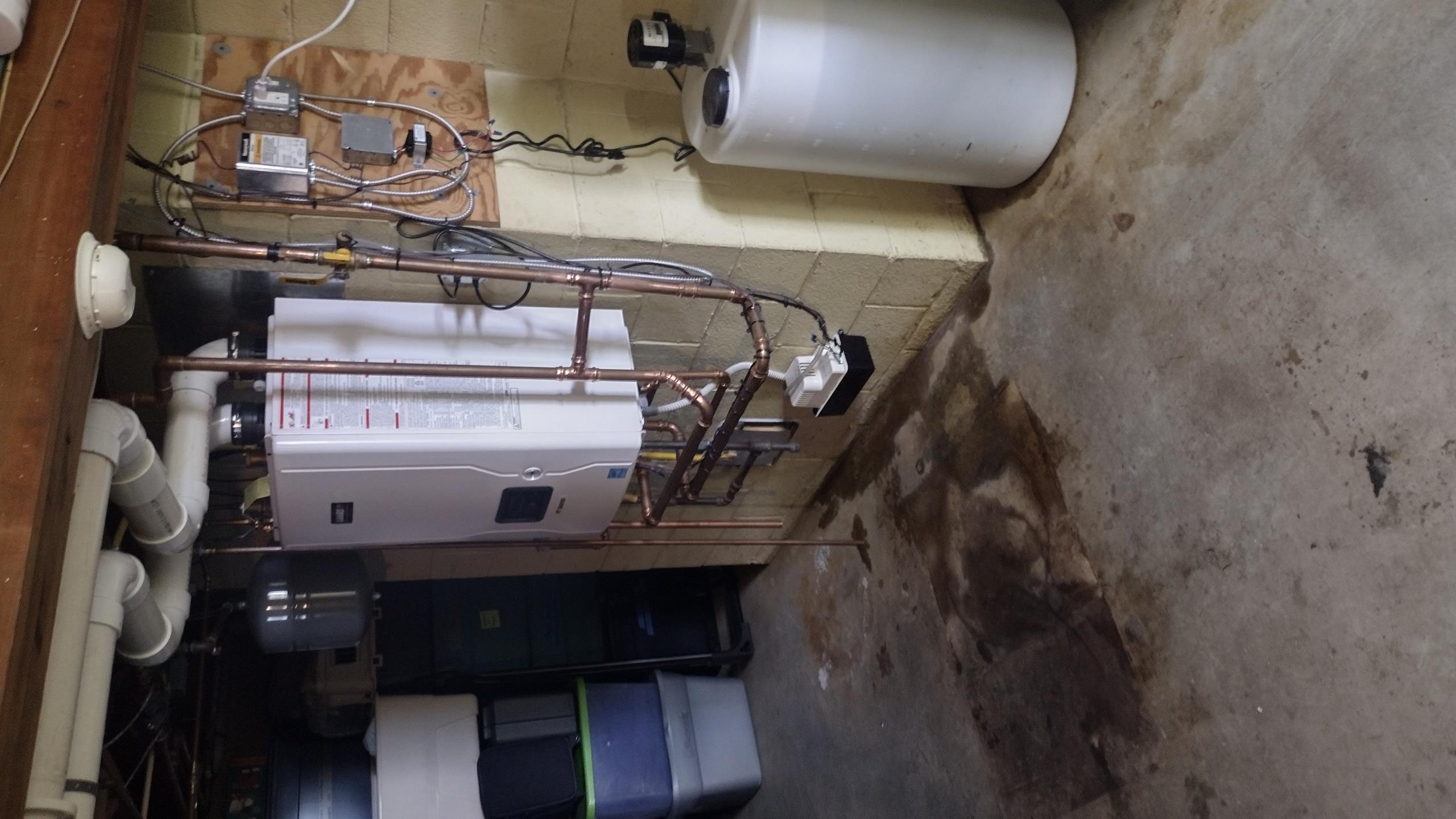 Luis 11-13-25 return visit to pipe in a T the boiler between the supply and  return for recirculation. Check boiler operation ok no charge warranty 