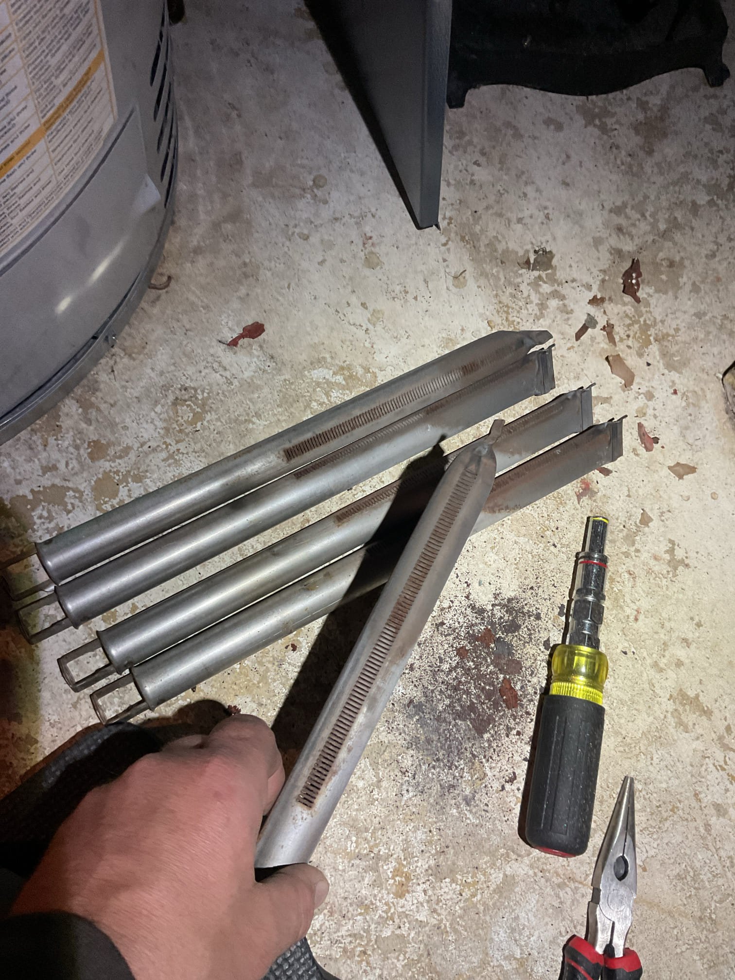 Completed tune up for Natural gas boiler. Weil McClin CGI4

Removed and cleaned burners, cleaned burner compartment.
Inspected heat exchanger and cleaned from bottom. Very minimal debris in heat exchanger.
Auto air vent, feed valve, expansion tank and pressure relief not working. Have estimate to replace as well as removing the air scoop and installing a spirovent in its place.
Although system has air in it, temperature deltas are ok. Not truly air bound.
Inspected wiring and controls.

I added a metal strap to better secure the vent pipe.  Noticed that It rattles after 10-12 minutes run time. This solved the nuisance noise issue. 

Combustion and draft tests: Pass

System operating safely but not at optimal efficiency or performance. If system becomes air bound it will be time-consuming and expensive because ai elimination system has failed.

Recommend upgrading system or going forward with repair estimate. 
Emailed alls relevant estimates 