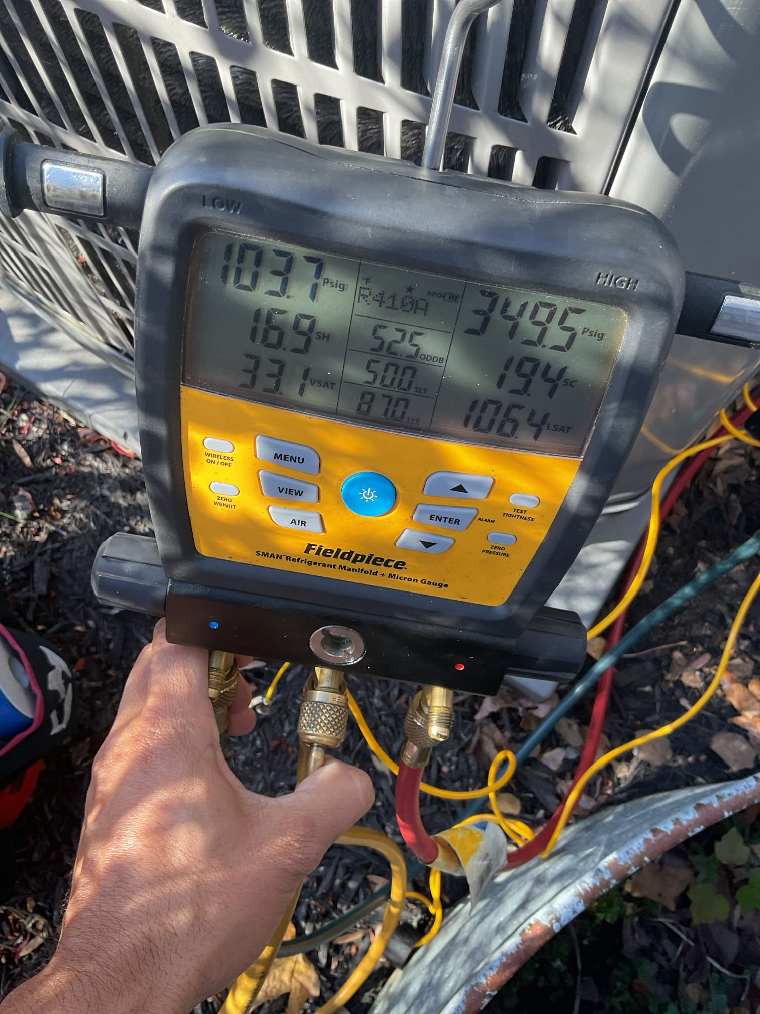 Luis 11-16-25 customer called in for heat pump not working. Found heat pump locked on low pressure switch reset unit and checked refrigerant levels compare refrigeration numbers with manufacturer data. System low on refrigerant I added refrigerant and dye to being pressures to standard. Thermostat went from 71 to 74 in minutes. Cycle heat pump check air filter ok. Customer is scheduled for tune up in January 2026. We will check for any dye signs at that time. Heat pump is working at the time of service. No diagnostic fee warranty from previous call. 