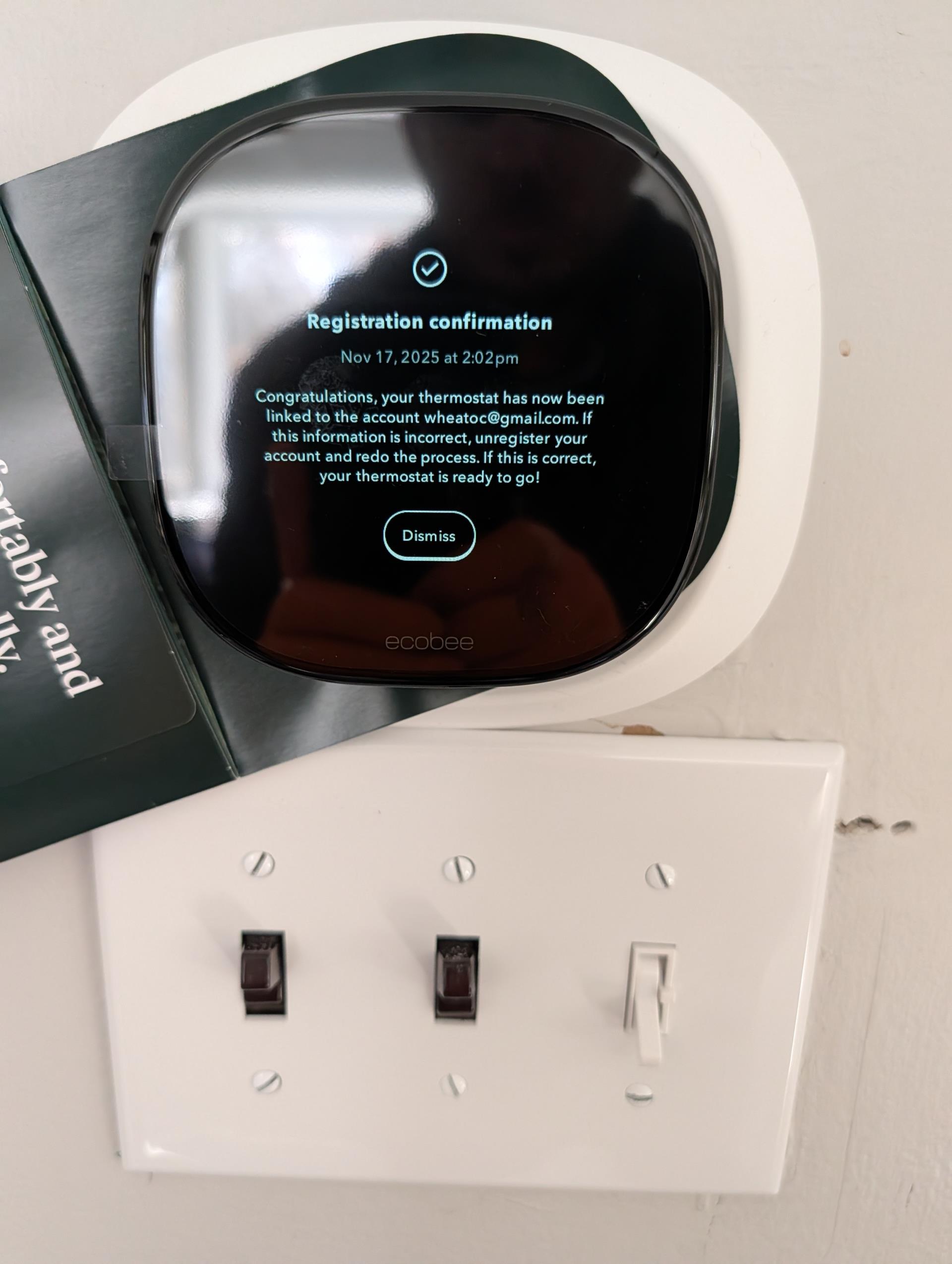 Installed Ecobee Pro Premium WiFi Thermostat for main system: wired, Configured for heat pump with electric heat backup. Lockout electric heat at 35°.
Connected to WiFi and registered thermostat to homeowners account via Ecobee App. Tested system afterwards. Good

Completed heat tune up for 1 ton Minisplit system (1 indoor head)
Filters are clean.
Inspected wiring, controls and electric motors, measured amp draw.
Temperature rise 70-106=36° with outdoor temperature 51°
System operating well at this time.

Completed heat tune up for 3.5 Ton Concord heat pump system
Replaced (2) 24x24x1 filters in ceiling grilles provided by homeowner.
Indoor and outdoor coils in good condition 
Inspected wiring, controls, electric motors and components; left estimates for surge protectors 
Measured temperature rise and static pressure 
Inspected drains; there is an EZ trap but no wet switch. Provided estimate for wet switch/flood safety that will shut equipment down if water is detected and estimate for