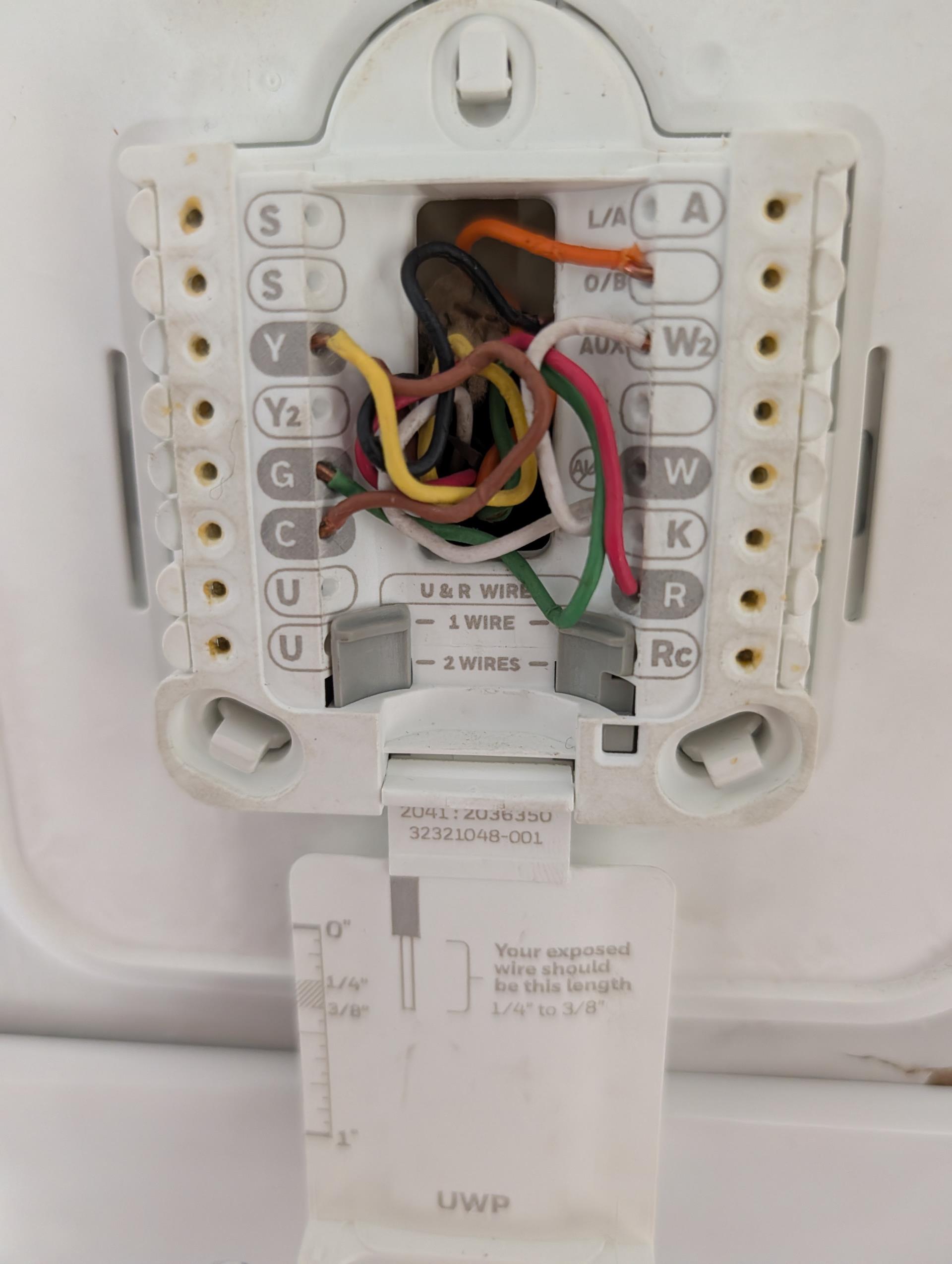 Installed Ecobee Pro Premium WiFi Thermostat for main system: wired, Configured for heat pump with electric heat backup. Lockout electric heat at 35°.
Connected to WiFi and registered thermostat to homeowners account via Ecobee App. Tested system afterwards. Good

Completed heat tune up for 1 ton Minisplit system (1 indoor head)
Filters are clean.
Inspected wiring, controls and electric motors, measured amp draw.
Temperature rise 70-106=36° with outdoor temperature 51°
System operating well at this time.

Completed heat tune up for 3.5 Ton Concord heat pump system
Replaced (2) 24x24x1 filters in ceiling grilles provided by homeowner.
Indoor and outdoor coils in good condition 
Inspected wiring, controls, electric motors and components; left estimates for surge protectors 
Measured temperature rise and static pressure 
Inspected drains; there is an EZ trap but no wet switch. Provided estimate for wet switch/flood safety that will shut equipment down if water is detected and estimate for