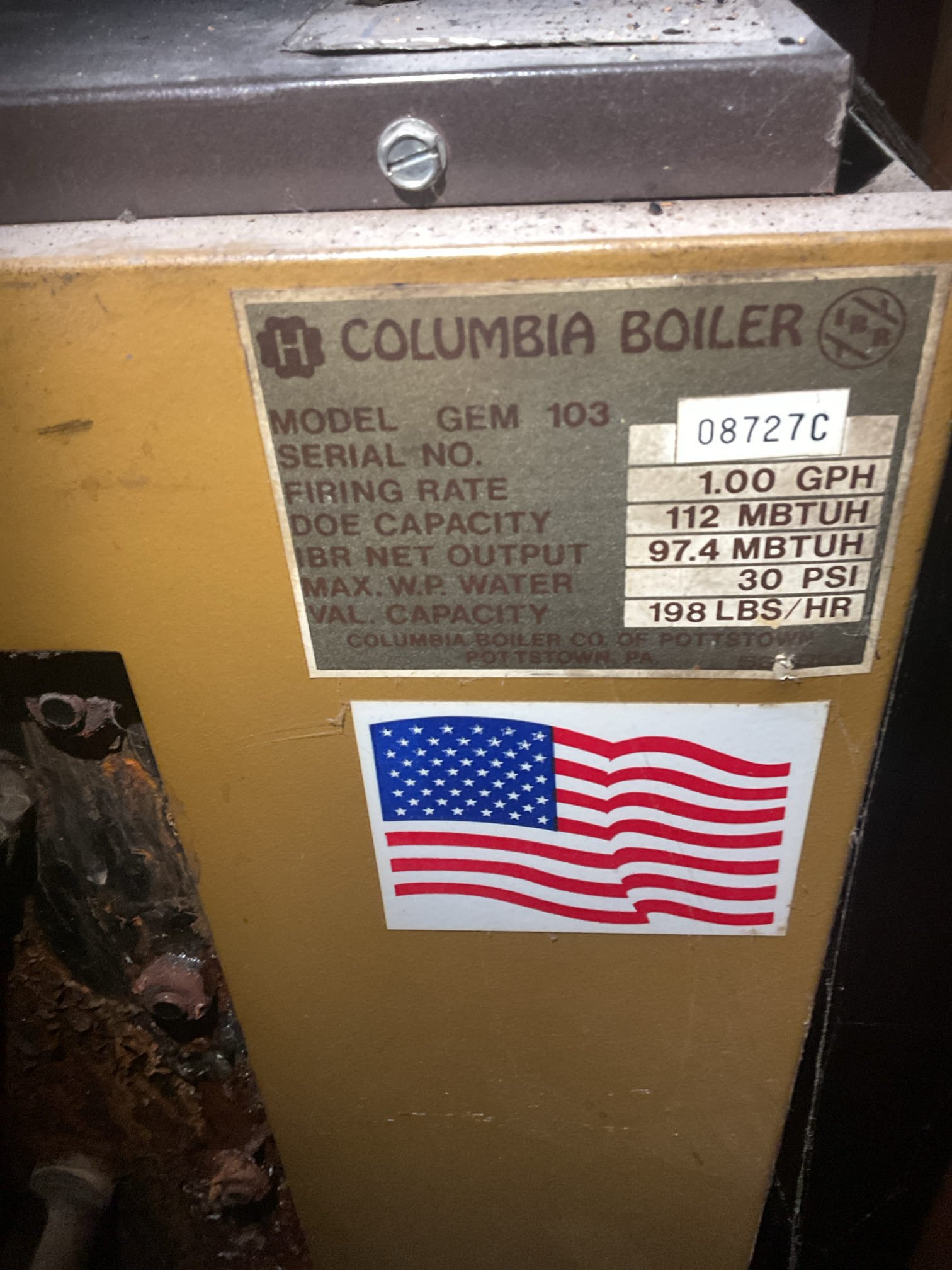 Fully assessed 1987 Columbia summer winter oil boiler leaking. Went up to boiler and found water all over the floor around the boiler found boiler leaking from sections of boiler at the bottom and also leaking around bolts of domestic coil boiler is unrepairable at this point, the only repair is replacement of the boiler. Recommended replacement of oil boiler. Homeowner would like to have someone come out to give a replacement quote. 