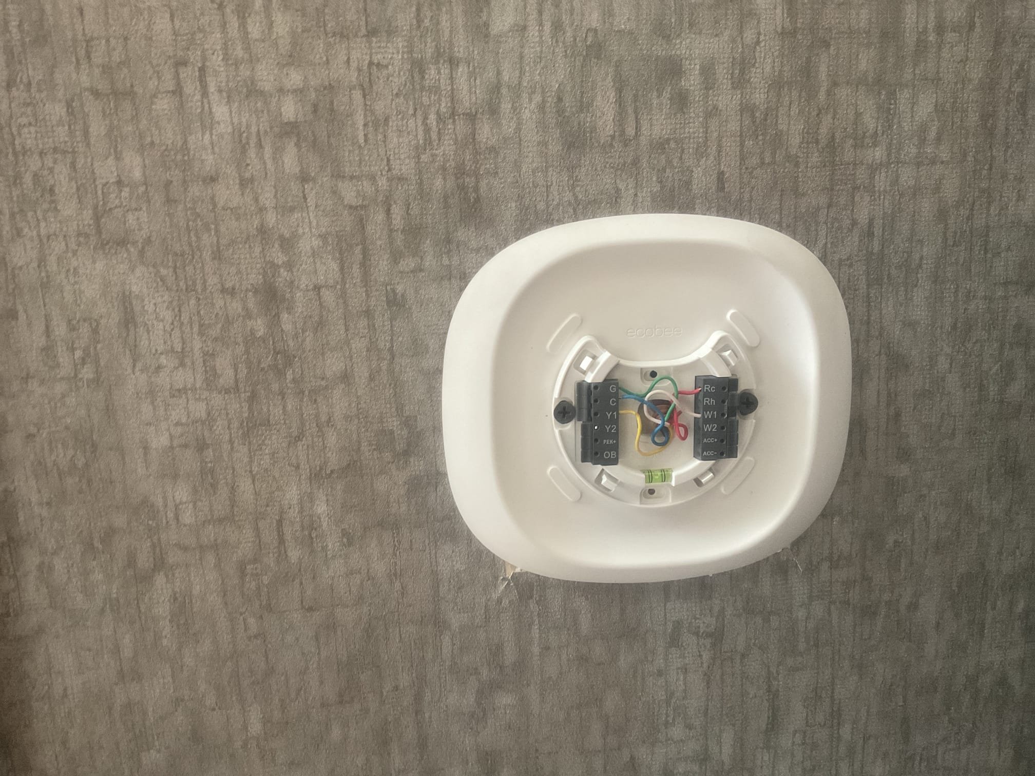 Installed ecobee thermostat with room sensor, tested operation. Also installed a23 exhaust fan belt and tested fan operation. Both are working properly at time of service. 