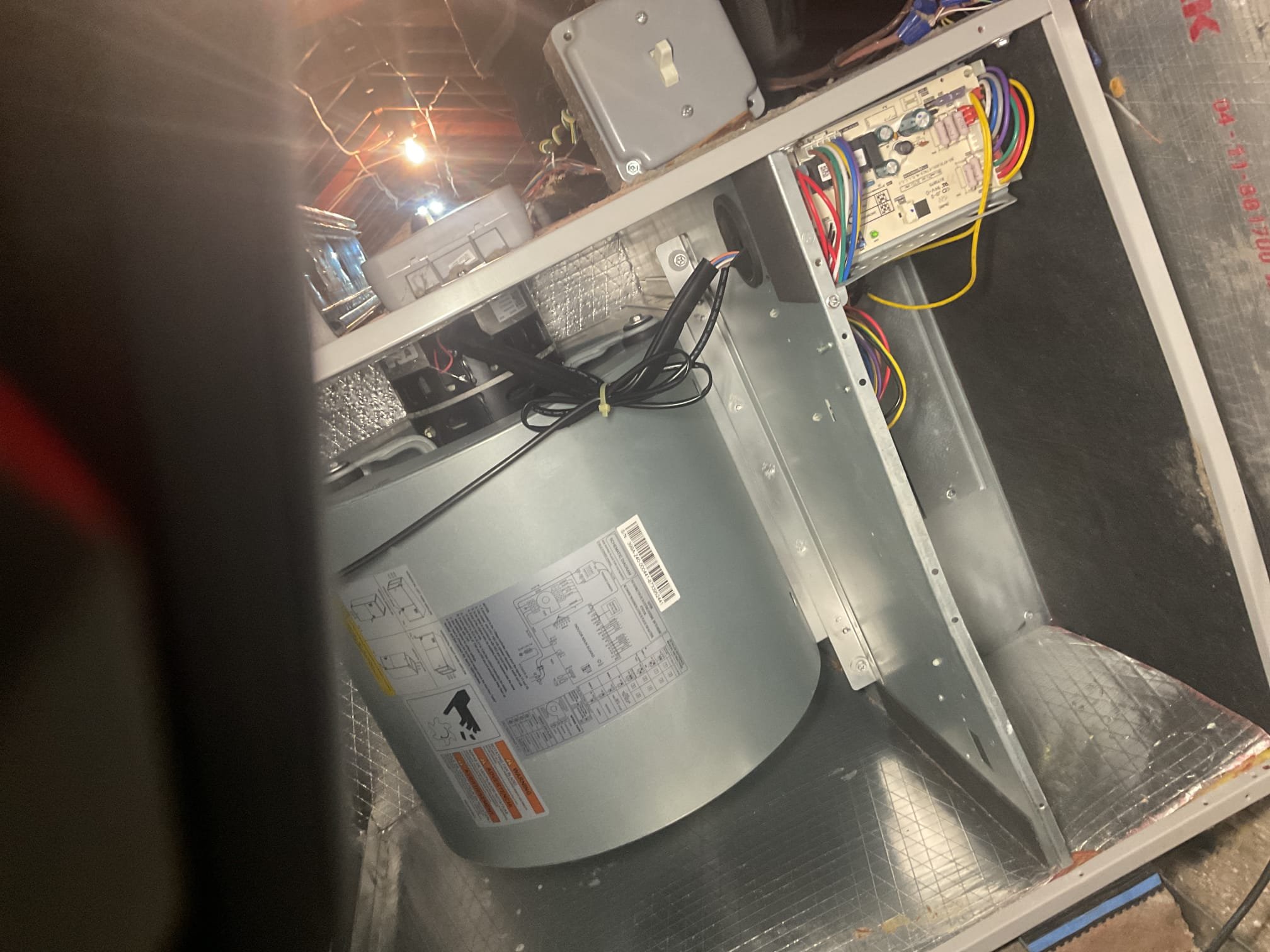 Found no surge protection on blower motor , installed x13 surge protector. Also performed precision heat tune up on Bosch inverter heat pump system. Replaced aprilaire 213 air filter, homeowner provided. Checked all electrical connections and components. Checked temperature rise. Checked refrigerant pressures and temperatures at outdoor control board. Heat pump system is working properly at time of service. 