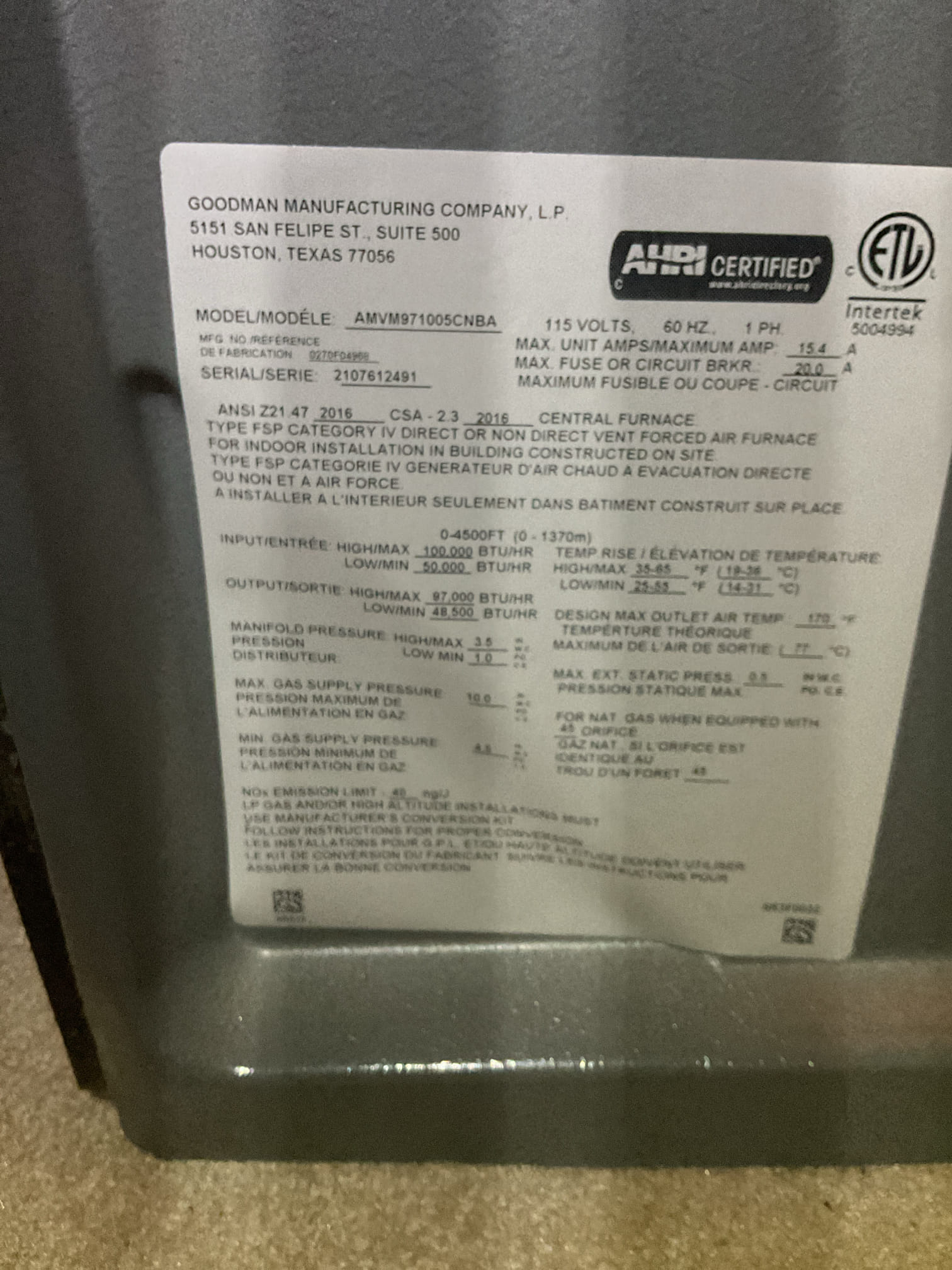 I arrived to the customers home to service their 4 yr old gas furnace system. 
I started with checking the air filter and found good , the filter size is 416 . I checked all my electrical connections and voltages. I inspected and tested the  burners , flame sensor and the igniter. I water tested all tubing and hoses. I inspected the exhaust and fresh air pipe for restrictions and bellies. I inspected the inducer and the blower motor operation. I checked and tested for combustion and took temp rise splits at the return and the supply. Everything is running fine at this time of service. 

I did leave the customer a few options for them to review. 

5 burner tube upgrade to stainless steel $670.86 

Humidifier 600 rebuild kit for 444..20

Solenoid valve 387.85( discount for 100.00 off if buddied with rebuild kit .286.17