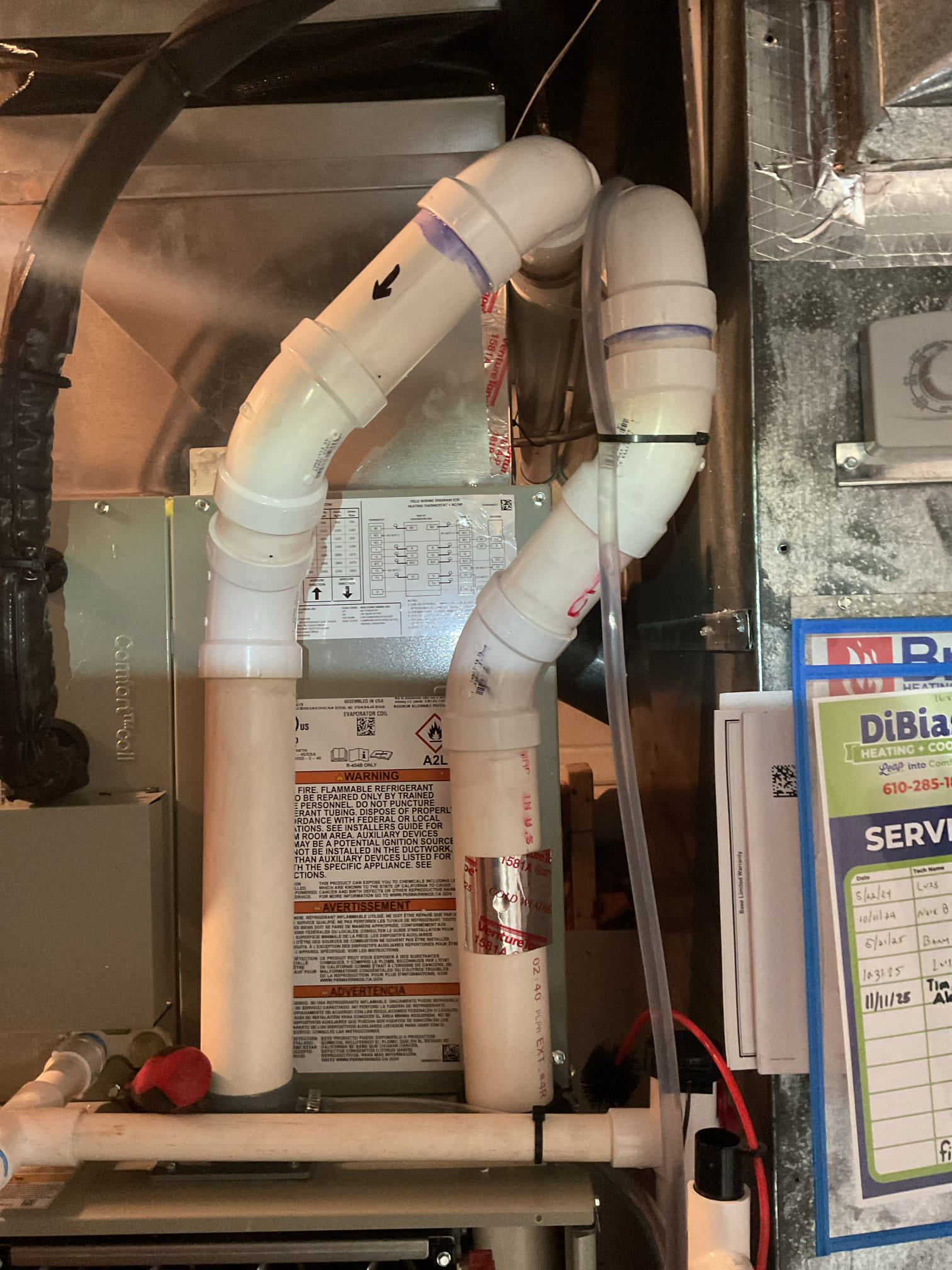 QA on a gas furnace and a/c 

I arrived to the customers home to perform a QA on their new gas furnace system and a/c. 
I started with checking the air filter , the filter size is 413AA.  I checked all my electrical connections and voltages. I inspected and tested the  burners , flame sensor and the igniter. I inspected all the water tubing and drains. I checked the system set up for correct system operation. Checked the new humidifier for operation. Had to reduce the wiring of the humidifier. Checked the gas pressures for 1st and 2nd stages . Checked the outdoor unit wiring and checked the levels of the outdoor unit and the disconnect. 