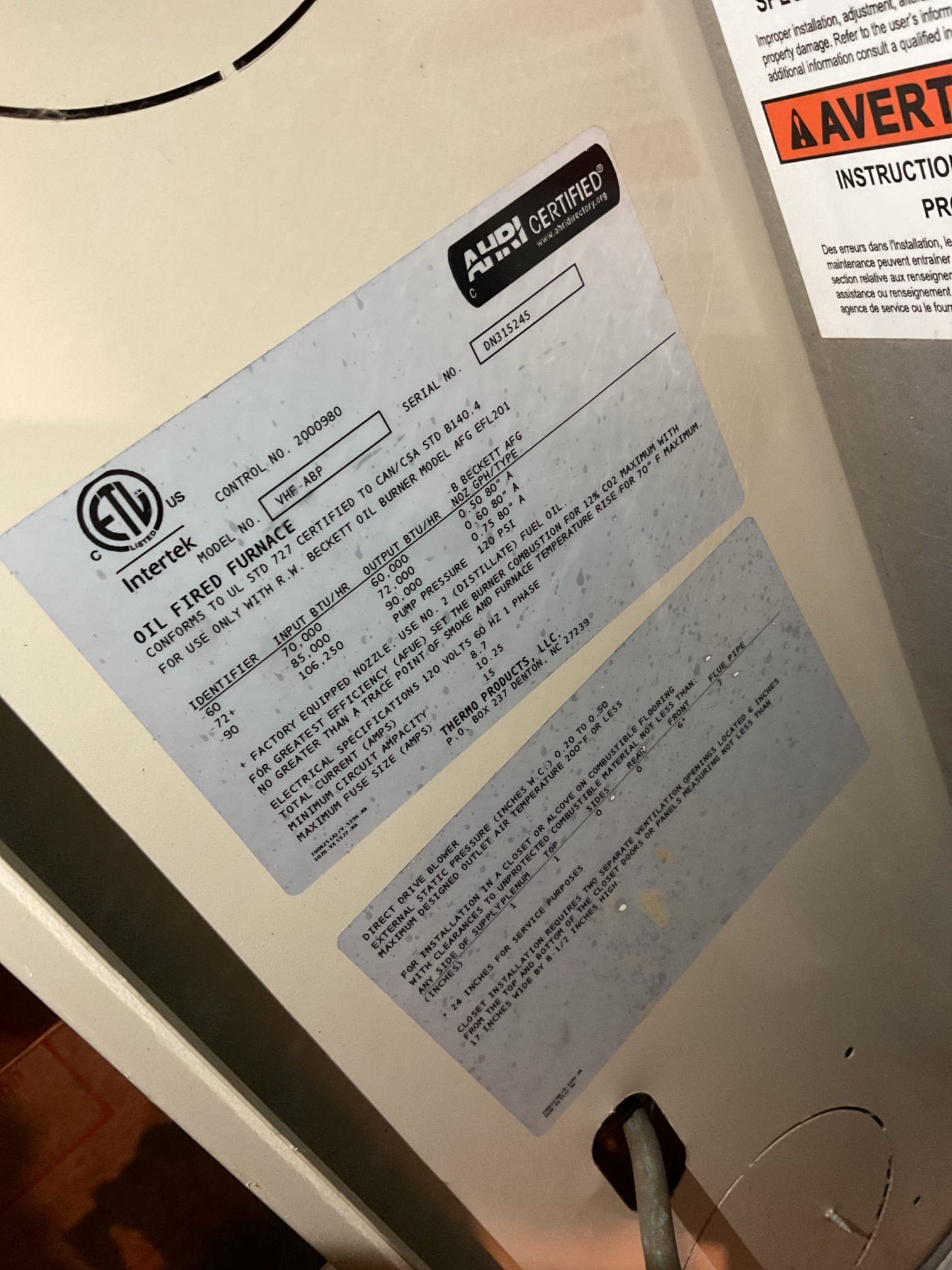 Luis 11-20-25 arrived to location to perform with your heater certification upon arrival found heater turned off at electrical switch.  Turn switch to on the position and test operation of an oil furnace. Check all electrical low and high voltage connections ok. Inspect heat exchanger and flue pipe ok both are clean. Check all oil components ok performed combined test ok oil heater ok. Check draft ok. Cycle heater couple times ok. I also is located oil oil tank. Did not see any leaks. System passed inspection. Turned switch back to the off position. 