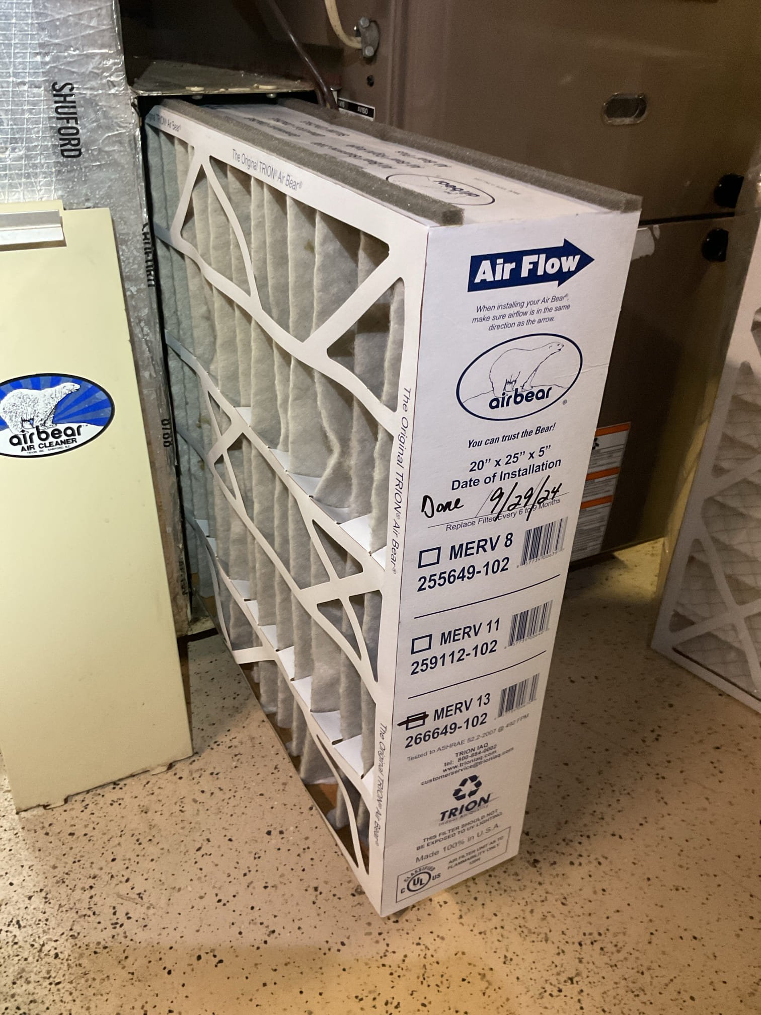 
Completed heat tune up for natural gas furnace.

Replaced 20x25x5 filter provided by homeowner. The date on the old one was 9/29/24
Inspected heat exchanger, burners, flue pipe, inducer assembly and hoses
Inspected hot surface ignitor and verified resistance with meter
Cleaned flame sensor and verified flame rectification circuit
Measured temperature rise and static pressure
Checked wiring, controls, electric motors and components; there are no surge protectors; left estimate for a surge protector for furnace circuit
Checked manifold gas pressure
Inspected drain and pump. There is an EZ trap but no wet switch. Provided email estimate for wet switch, 

Provided estimate for whole home air treatment system: UV+Carbon technology. Will control biological growth at indoor AC coil and control VOCs: 3-year bulb lifespan, lifetime warranty on the unit, 

Provided email estimate for Ecobee Premium thermostat with room sensor.
They may be interested in zoning. (10) 6” supply leads by my count, 