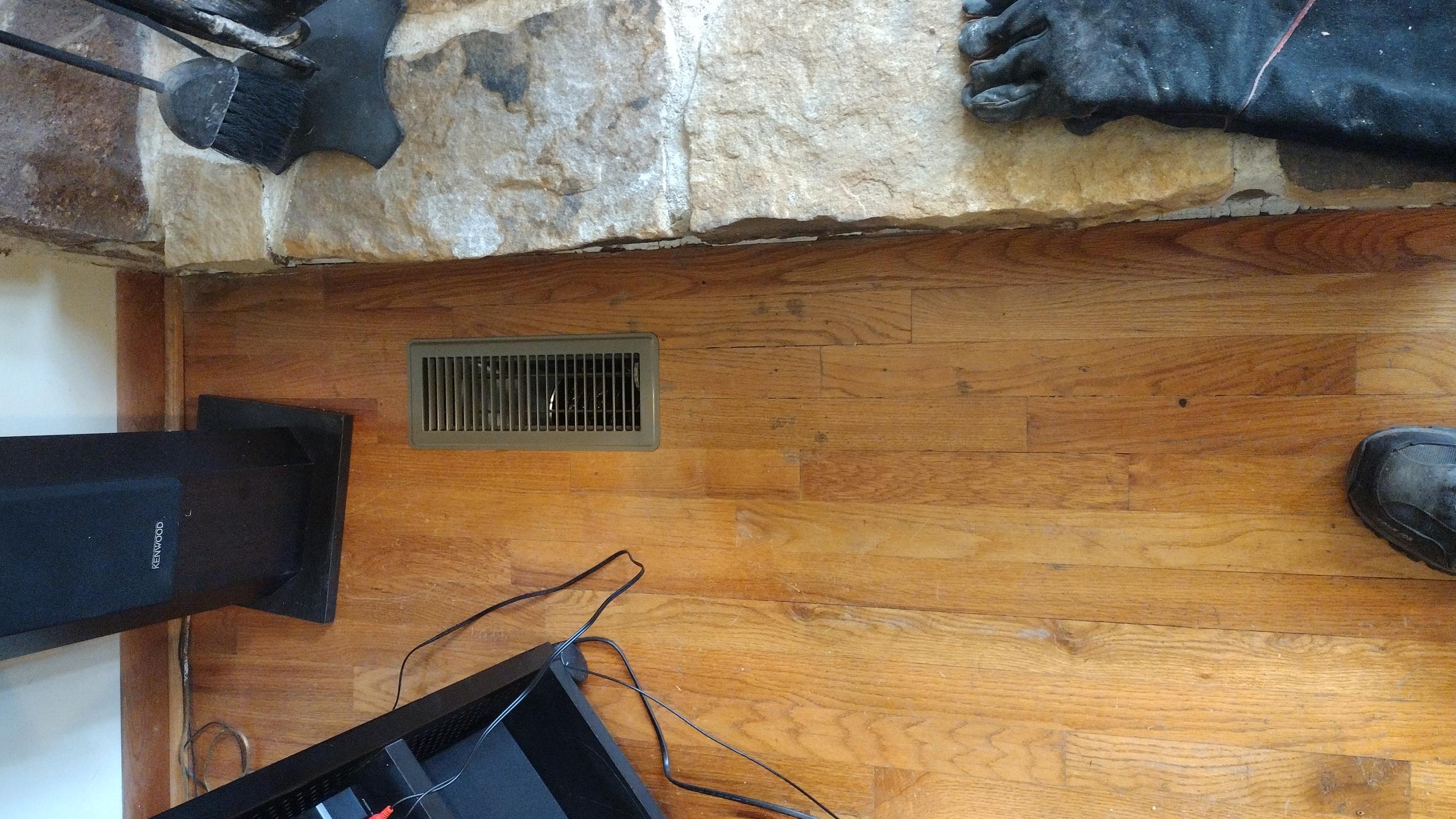 Cut new opening on floor (craw space) installed new boot 4x12, run flex from coupling and new location. Attached flex to new boot and also attached to trunk. (Currently is disconnected). We also replaced water heater. Remove old 50 gallon electric tank, installed new tank modified piping as needed, installed new pan and water sensor, check connections for leaks no leaks, purge all lines and test electrical upper and bottom element ok check water pressure and installed new expansion tank with installation. Water heater is heating number normal condition. New run is now blowing air. Collected remaining balance card on file. Customer approved charging same card. We also tried to put some insulation back in place it would not stayed in place. 